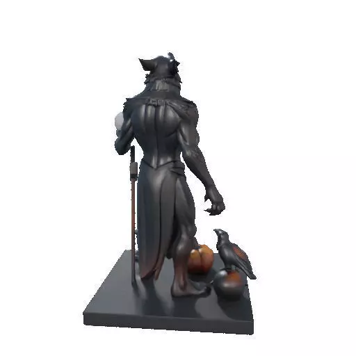 2631COLOR Werewolf Howling with Skull  3D Model  Halloween 3D print model_15