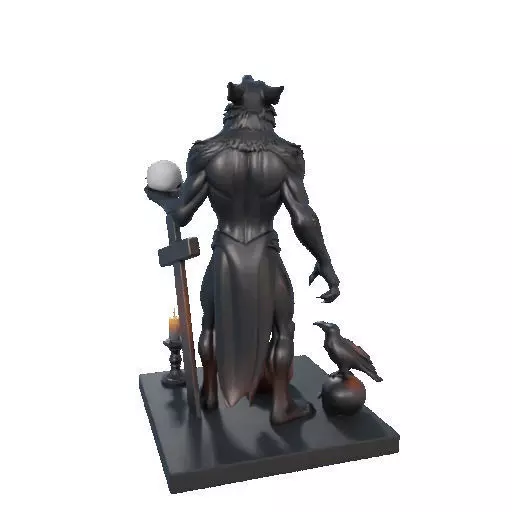 2631COLOR Werewolf Howling with Skull  3D Model  Halloween 3D print model_17