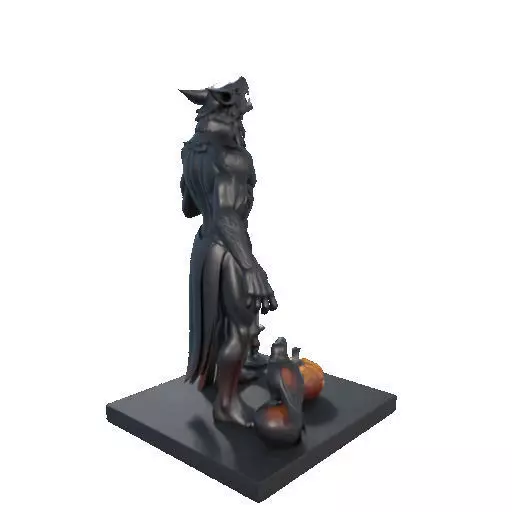 2631COLOR Werewolf Howling with Skull  3D Model  Halloween 3D print model_12