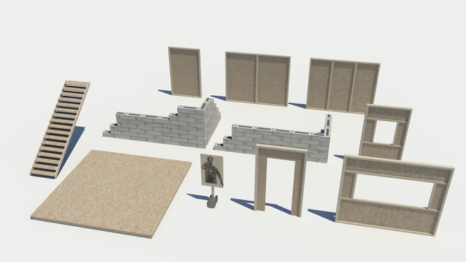 Modular Shooting Gallery Assets Low-poly 3D model
