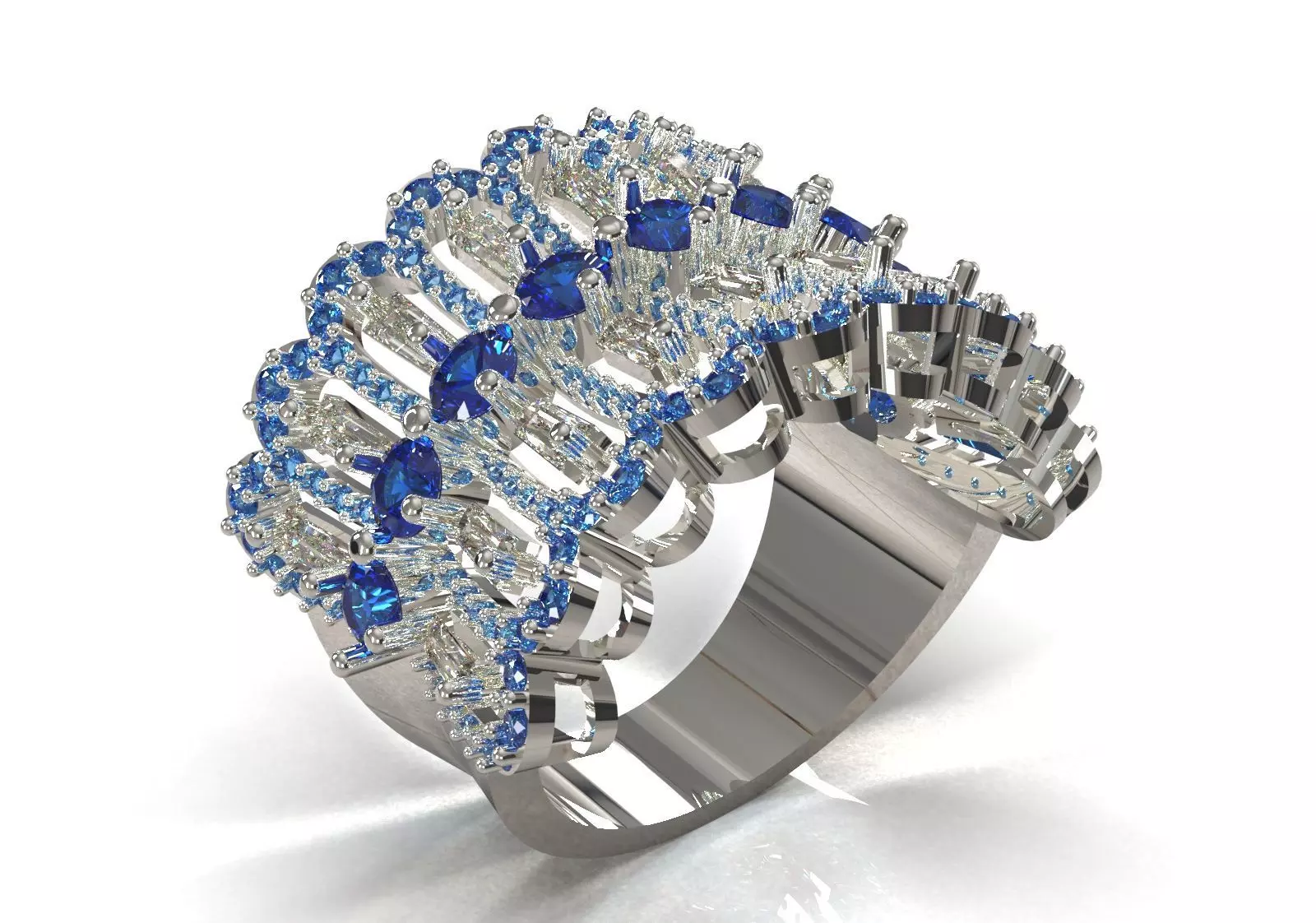 Sapphire Diamond Mountain Range Clustering Cocktail Ring jr00276 3D print model
