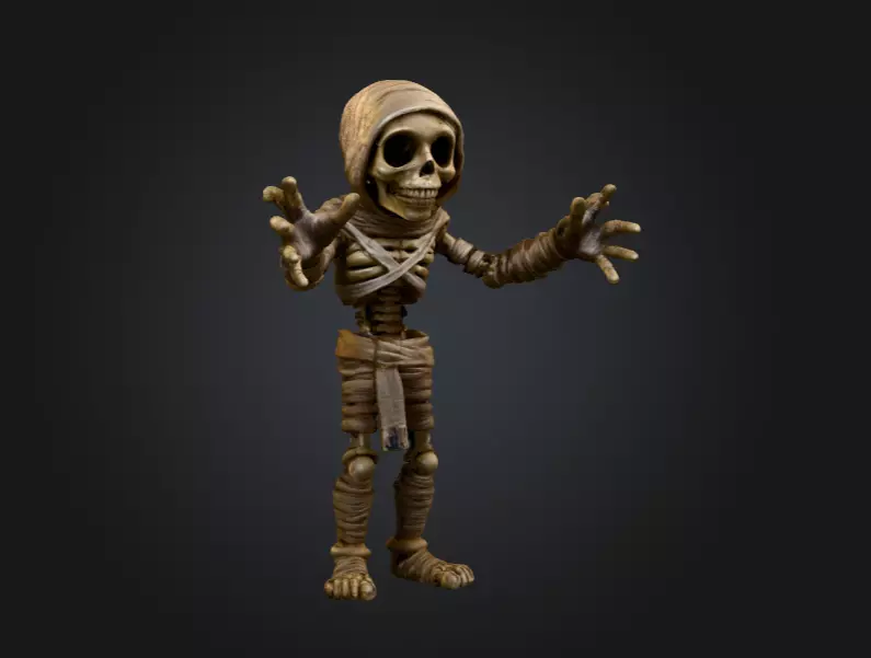 Skeleton Mummy Adventurer 3D model_2