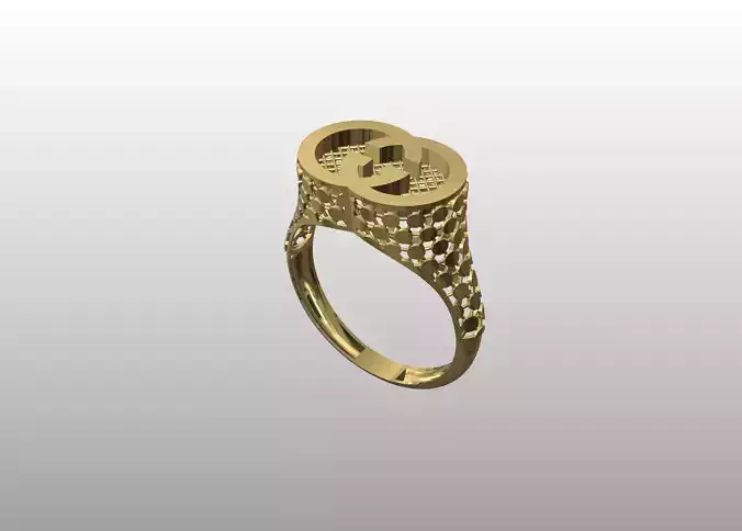 Honeycomb Emblem Ring