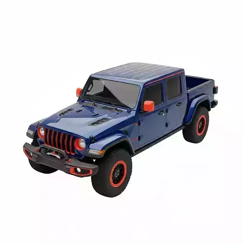 Customized Off Road Pickup Truck Low-poly 3D model 7