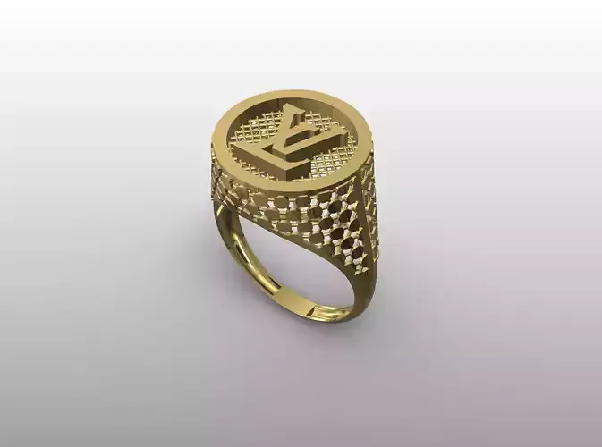 Emblem Mesh Signet Ring