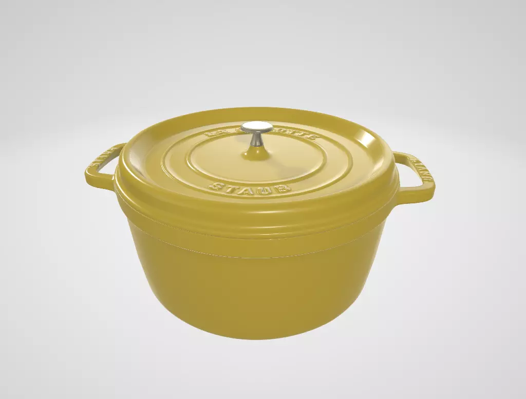 Staub 4 Quart Cast Iron Round Dutch Oven Low-poly 3D model