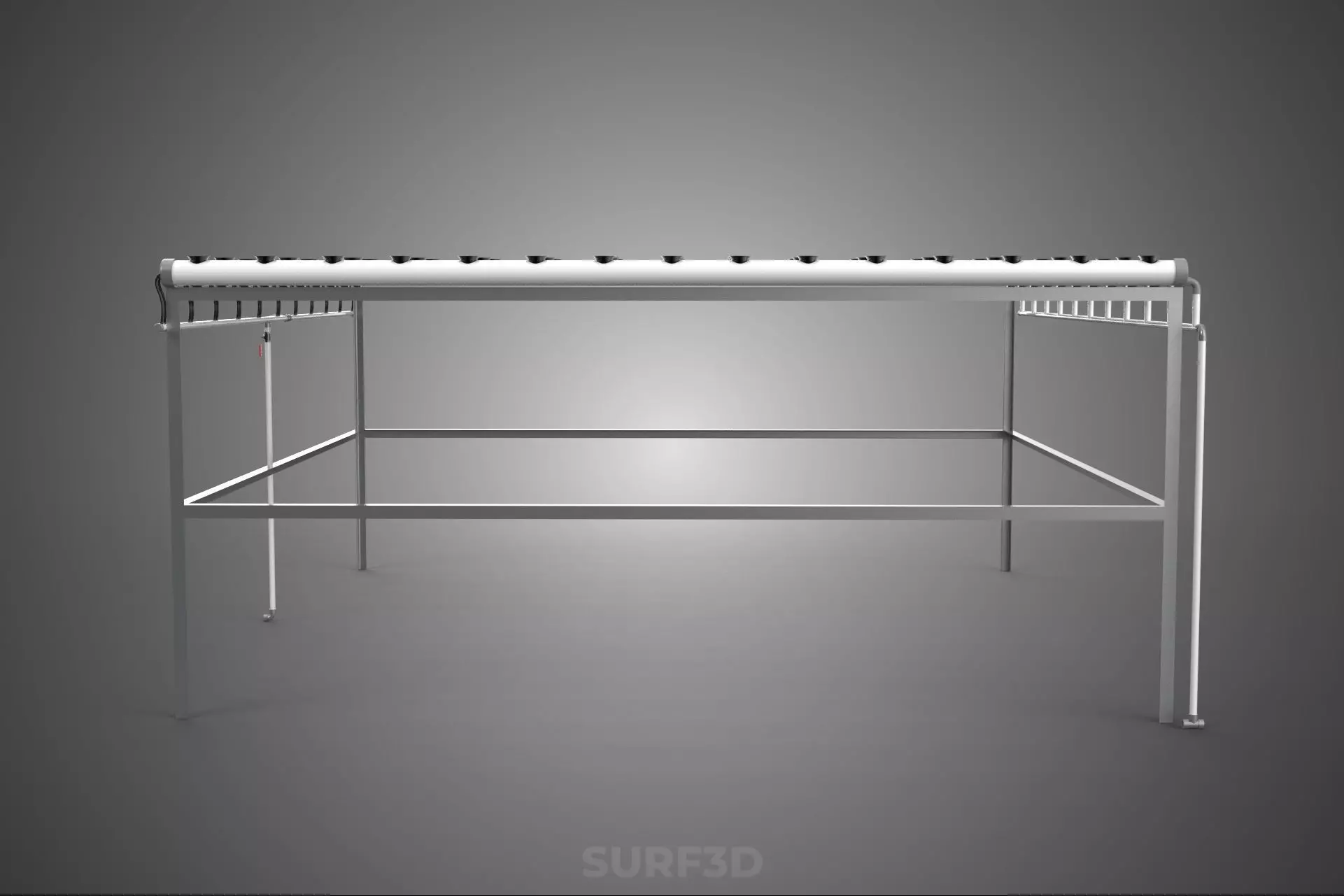 NFT GROW RACK PVC NETPOT SETUP SOIL-LESS HYDROPONIC FARM PLANT 3D model_9