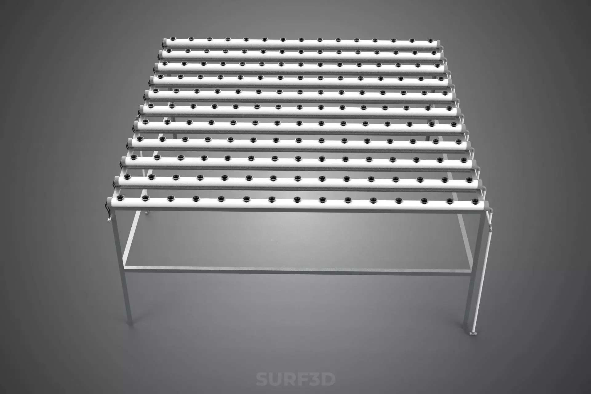 NFT GROW RACK PVC NETPOT SETUP SOIL-LESS HYDROPONIC FARM PLANT 3D model_4