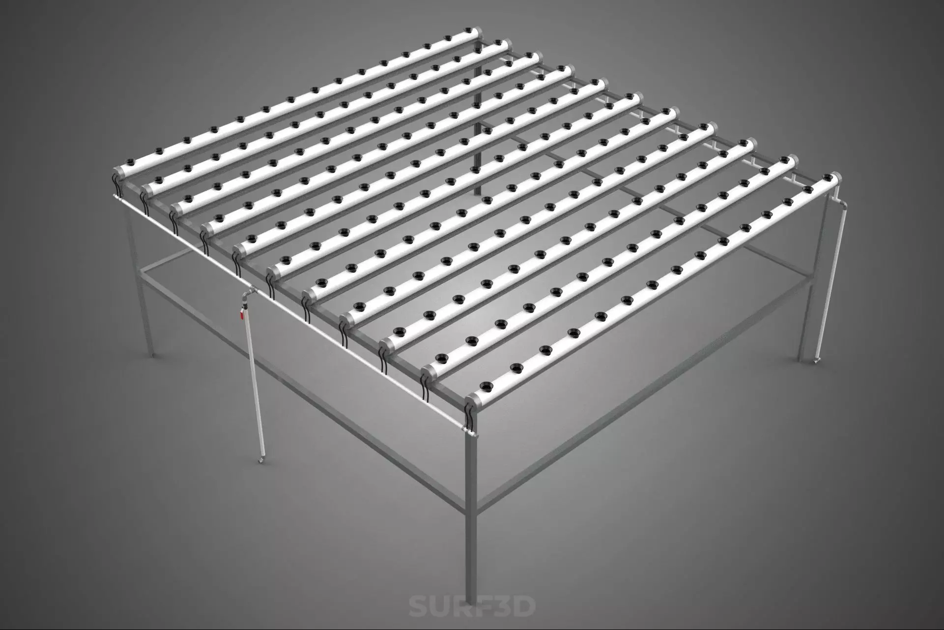 NFT GROW RACK PVC NETPOT SETUP SOIL-LESS HYDROPONIC FARM PLANT 3D model_3