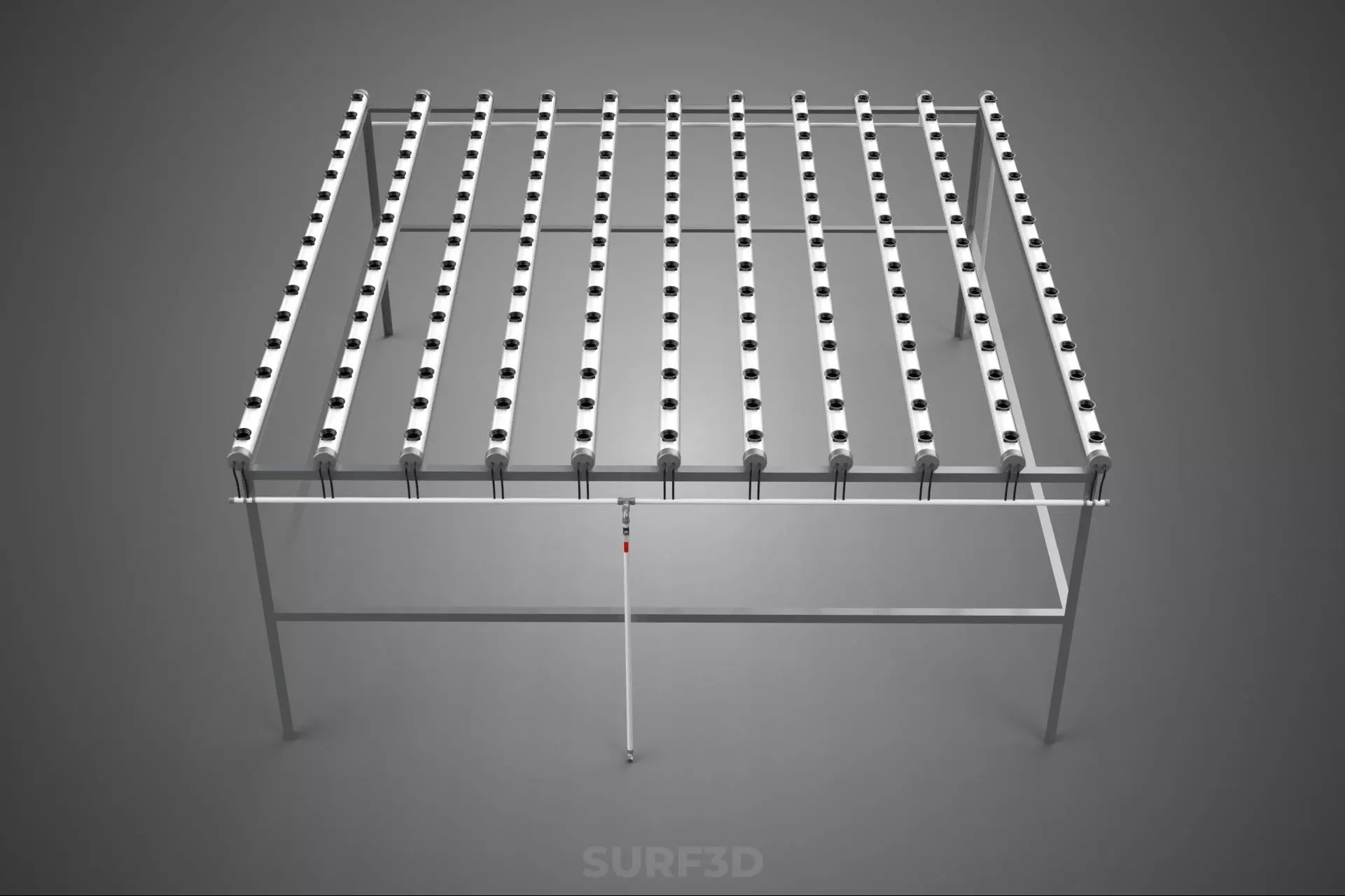 NFT GROW RACK PVC NETPOT SETUP SOIL-LESS HYDROPONIC FARM PLANT 3D model_2