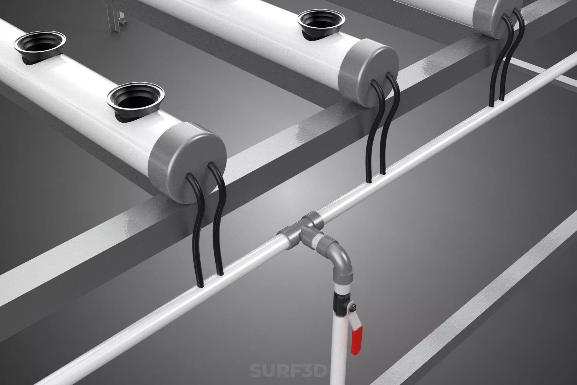 NFT GROW RACK PVC NETPOT SETUP SOIL-LESS HYDROPONIC FARM PLANT 3D model_21