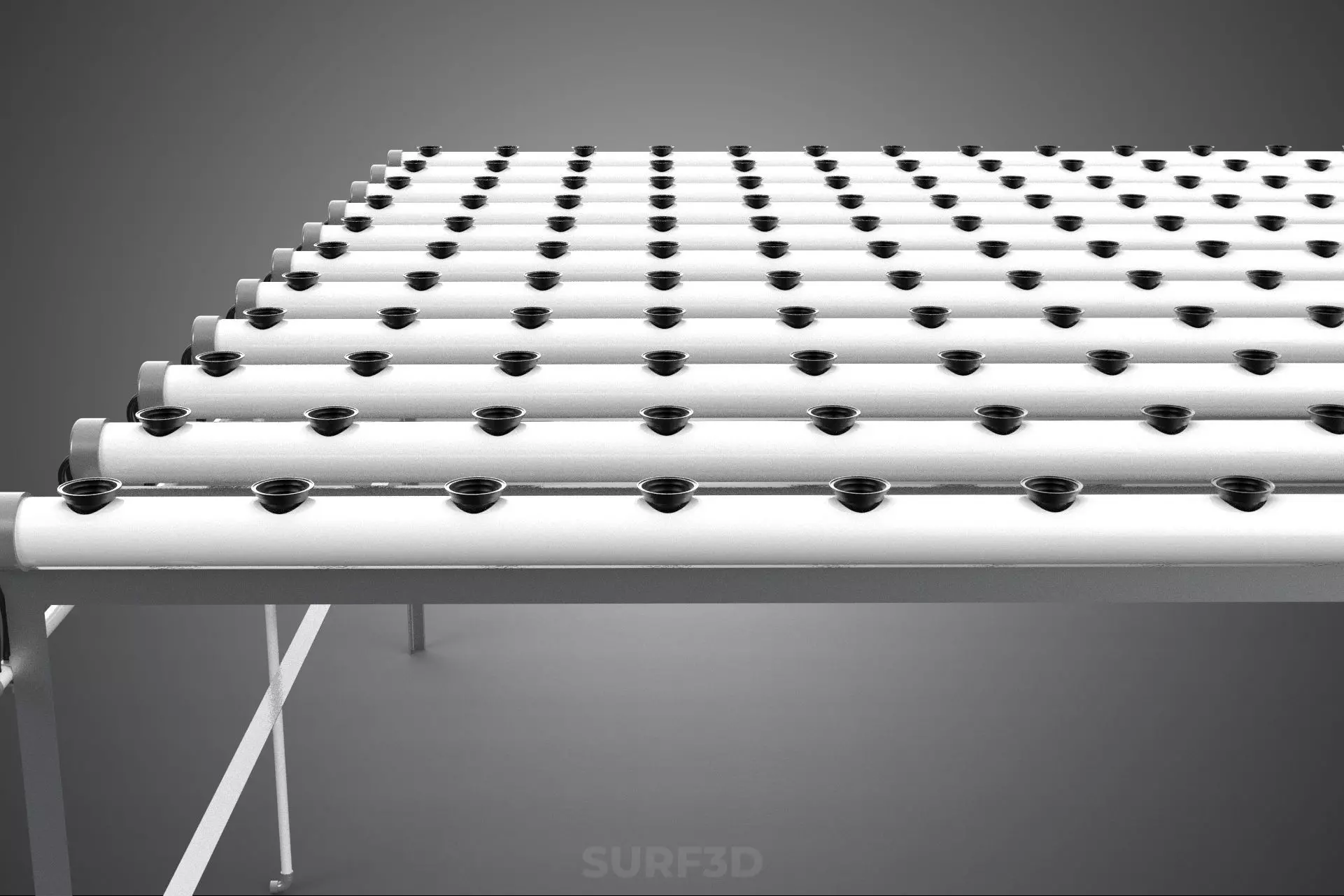 NFT GROW RACK PVC NETPOT SETUP SOIL-LESS HYDROPONIC FARM PLANT 3D model_16