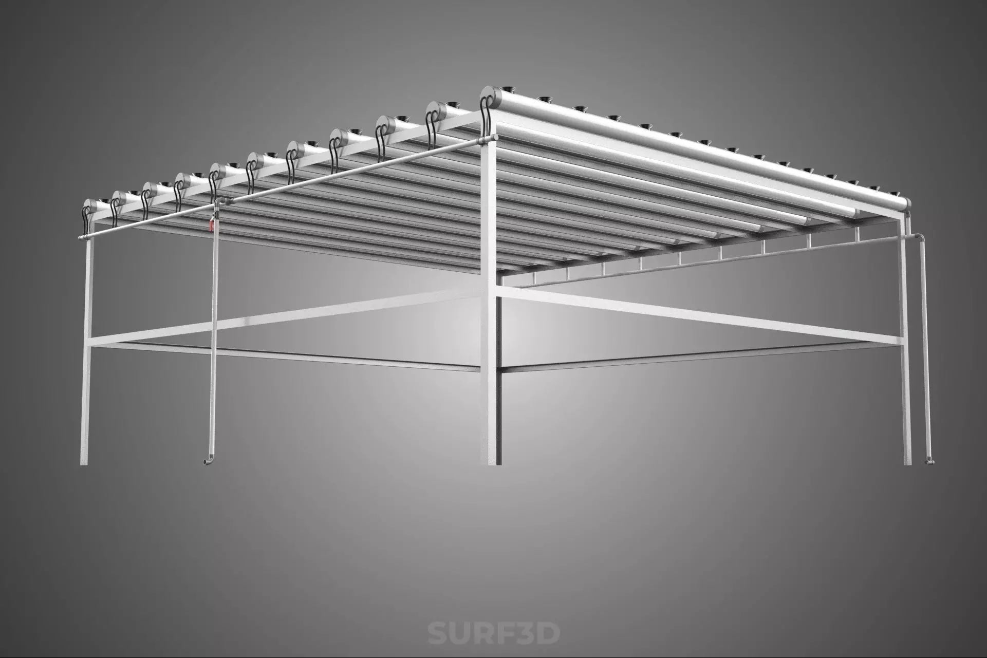NFT GROW RACK PVC NETPOT SETUP SOIL-LESS HYDROPONIC FARM PLANT 3D model_13