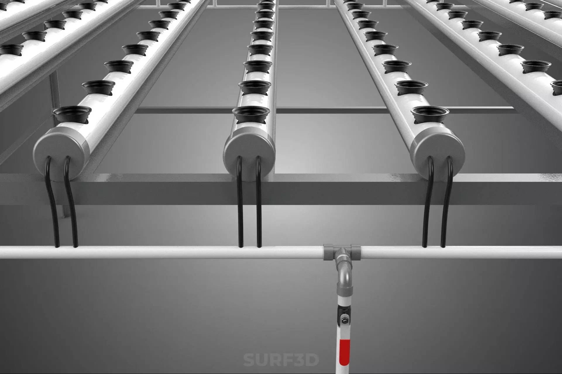 NFT GROW RACK PVC NETPOT SETUP SOIL-LESS HYDROPONIC FARM PLANT 3D model_20