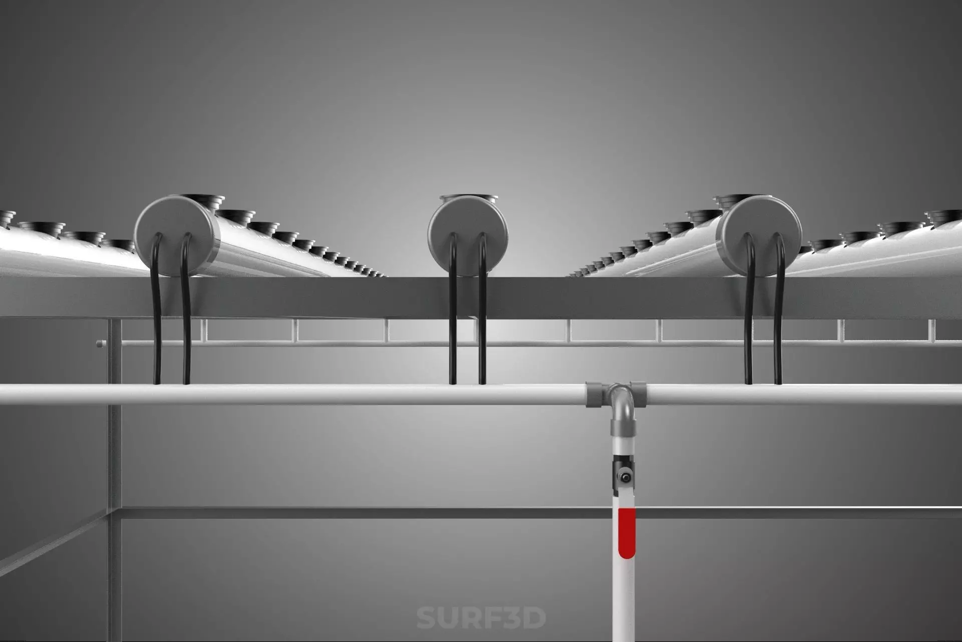 NFT GROW RACK PVC NETPOT SETUP SOIL-LESS HYDROPONIC FARM PLANT 3D model_19