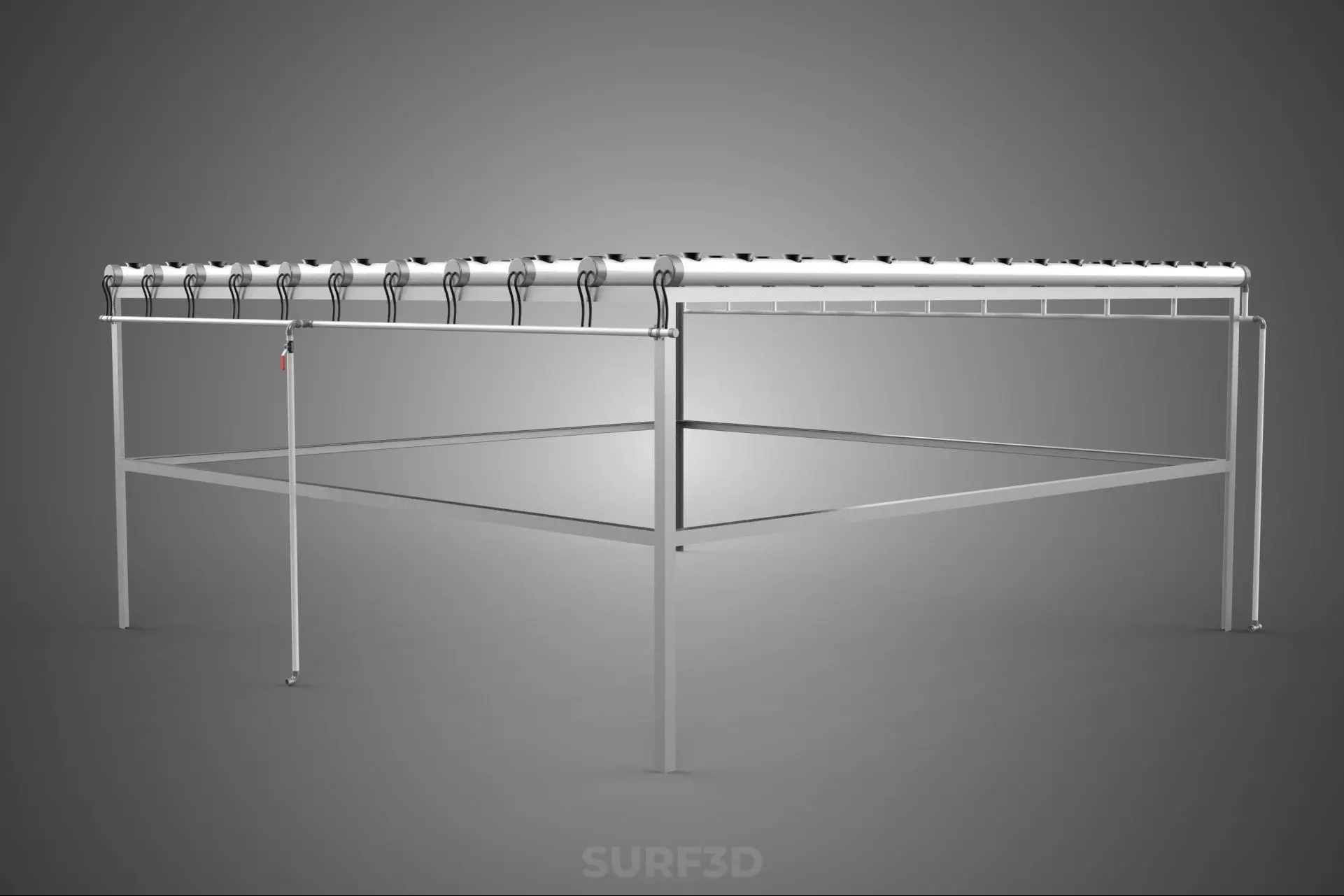 NFT GROW RACK PVC NETPOT SETUP SOIL-LESS HYDROPONIC FARM PLANT 3D model_8