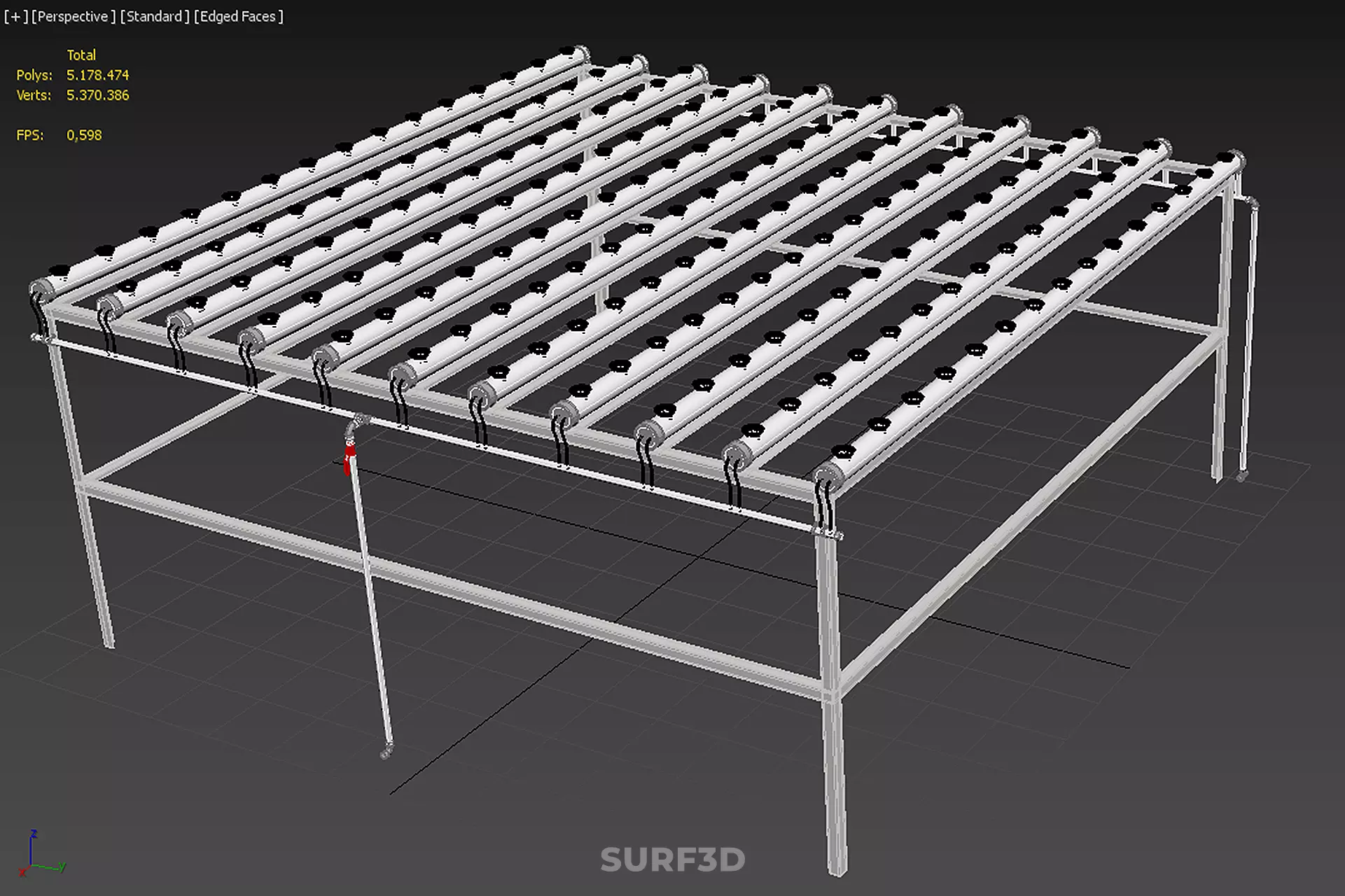 NFT GROW RACK PVC NETPOT SETUP SOIL-LESS HYDROPONIC FARM PLANT 3D model_25