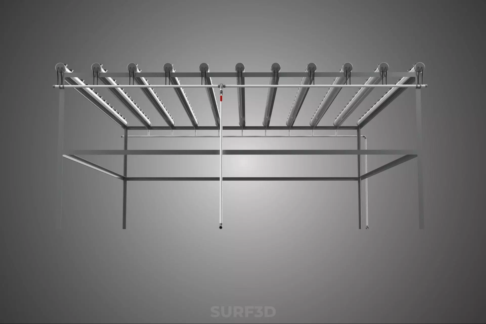 NFT GROW RACK PVC NETPOT SETUP SOIL-LESS HYDROPONIC FARM PLANT 3D model_12