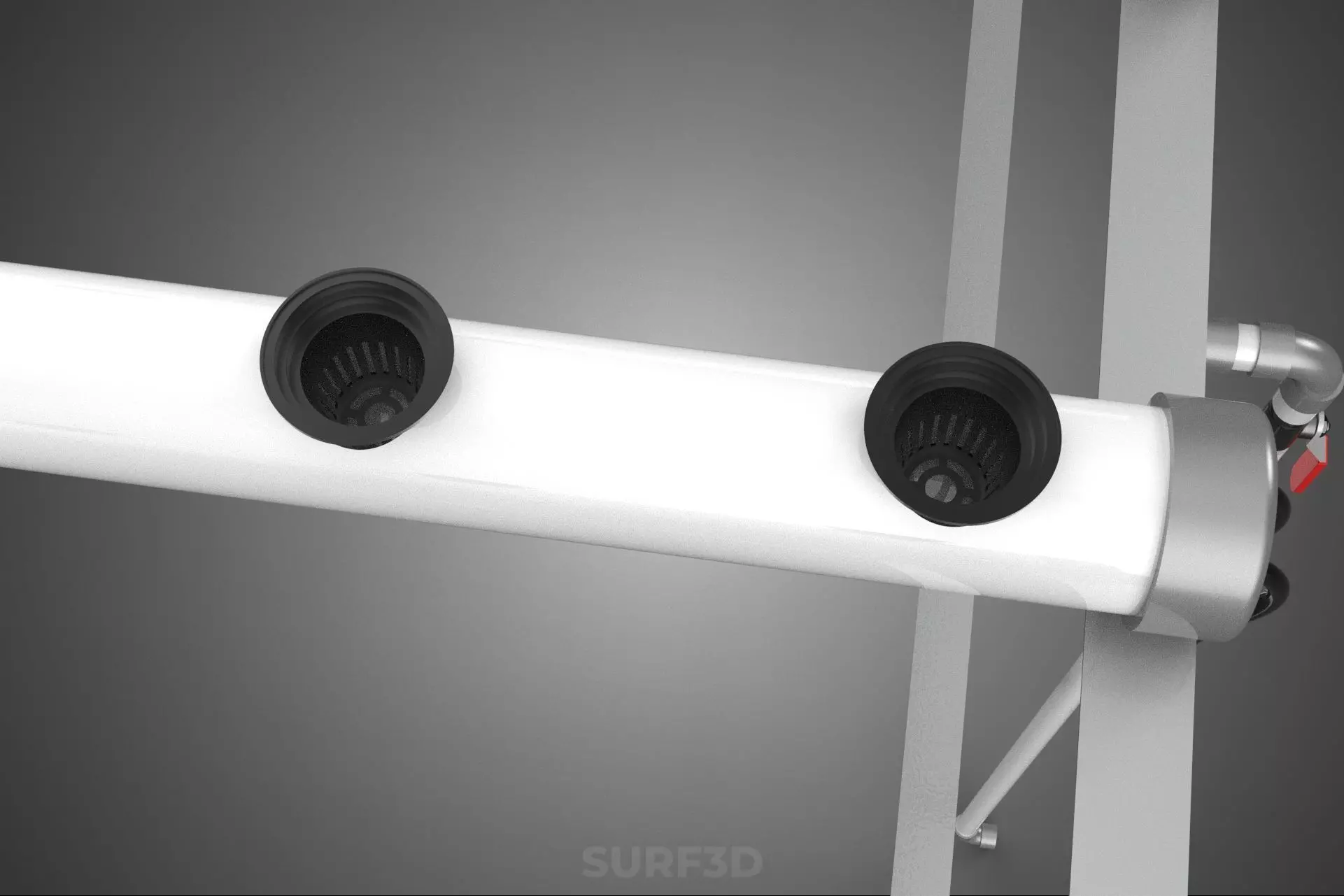 NFT GROW RACK PVC NETPOT SETUP SOIL-LESS HYDROPONIC FARM PLANT 3D model_22