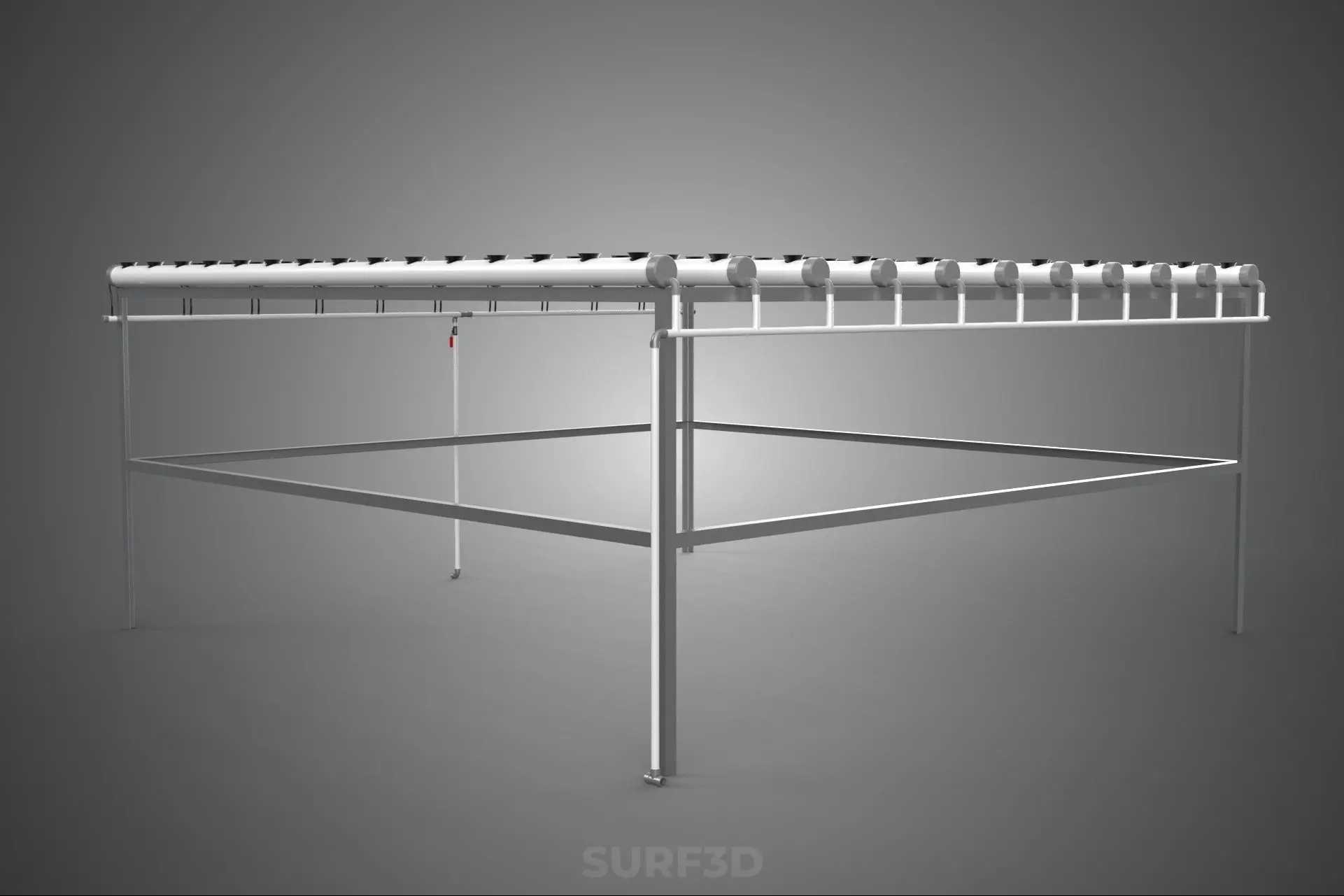 NFT GROW RACK PVC NETPOT SETUP SOIL-LESS HYDROPONIC FARM PLANT 3D model_10