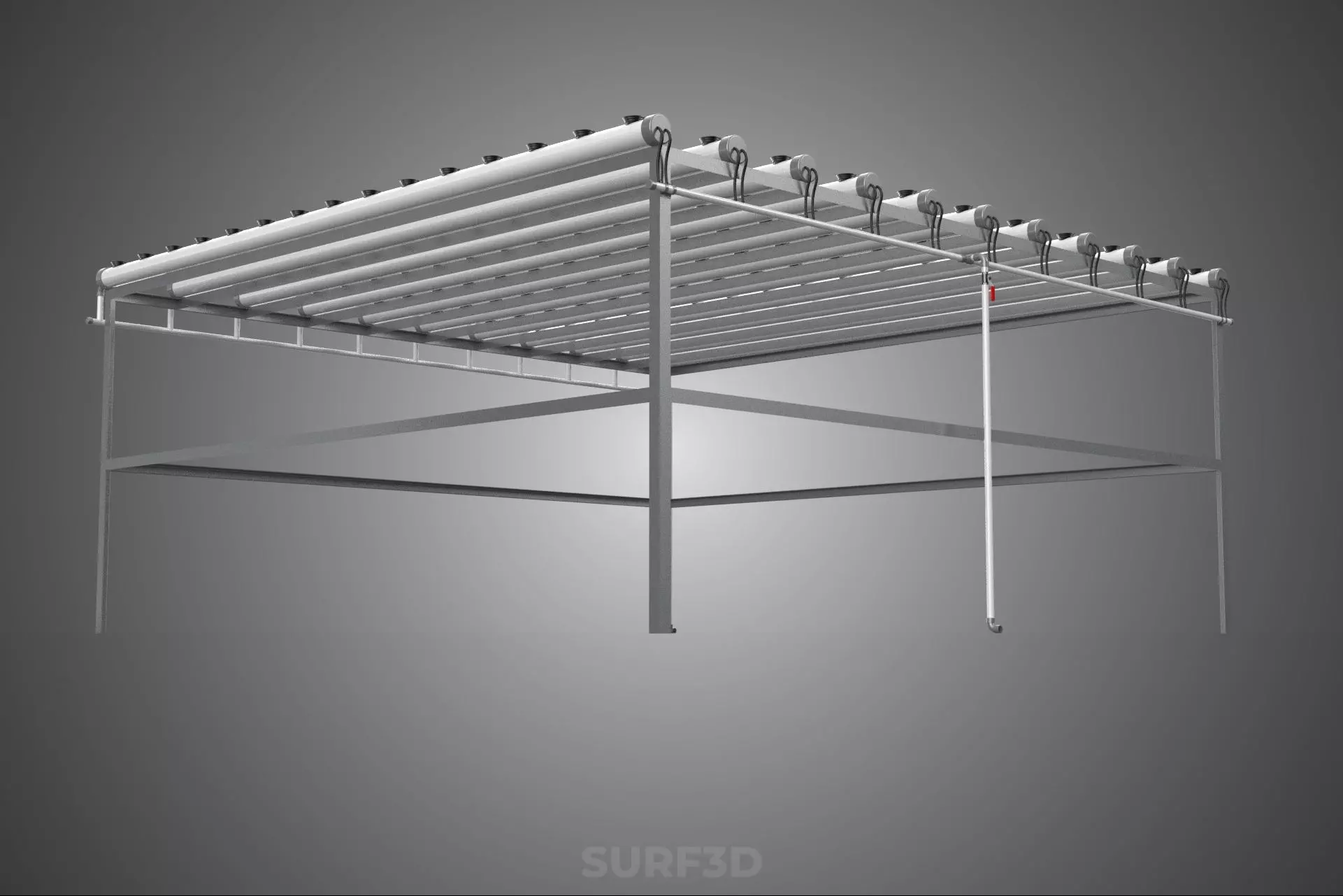 NFT GROW RACK PVC NETPOT SETUP SOIL-LESS HYDROPONIC FARM PLANT 3D model_11