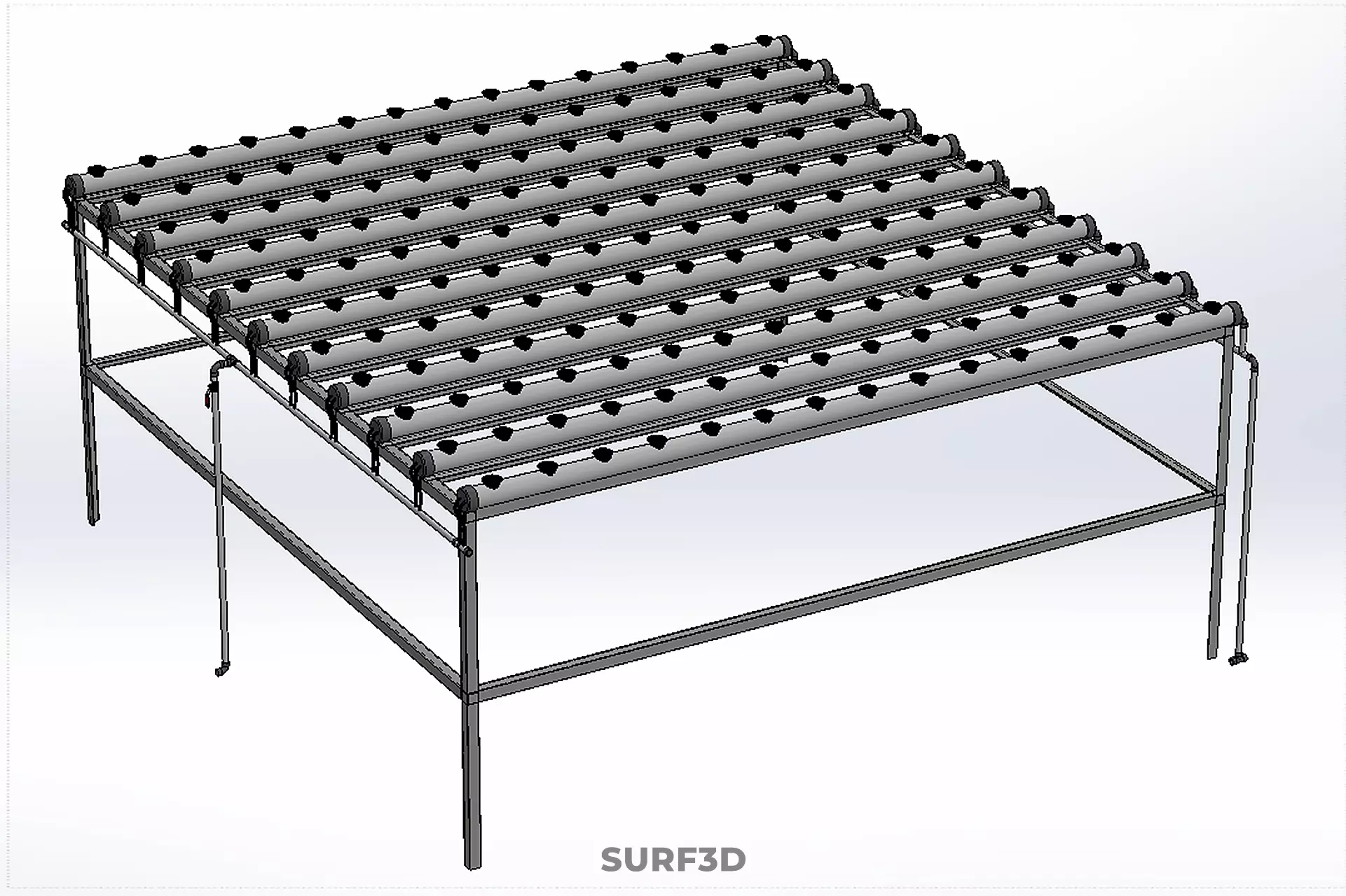 NFT GROW RACK PVC NETPOT SETUP SOIL-LESS HYDROPONIC FARM PLANT 3D model_26