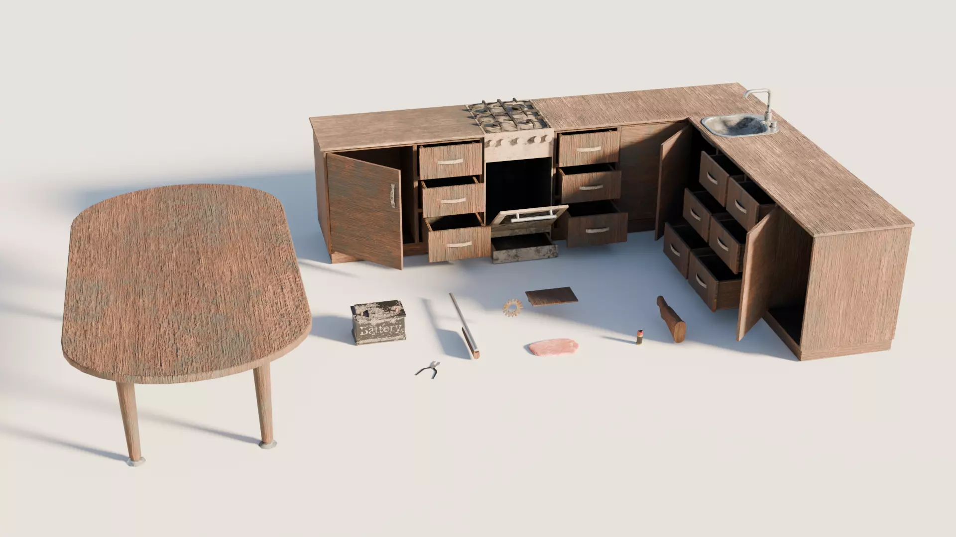 Props pack - mid-poly low-poly game-ready models Low-poly 3D model_0