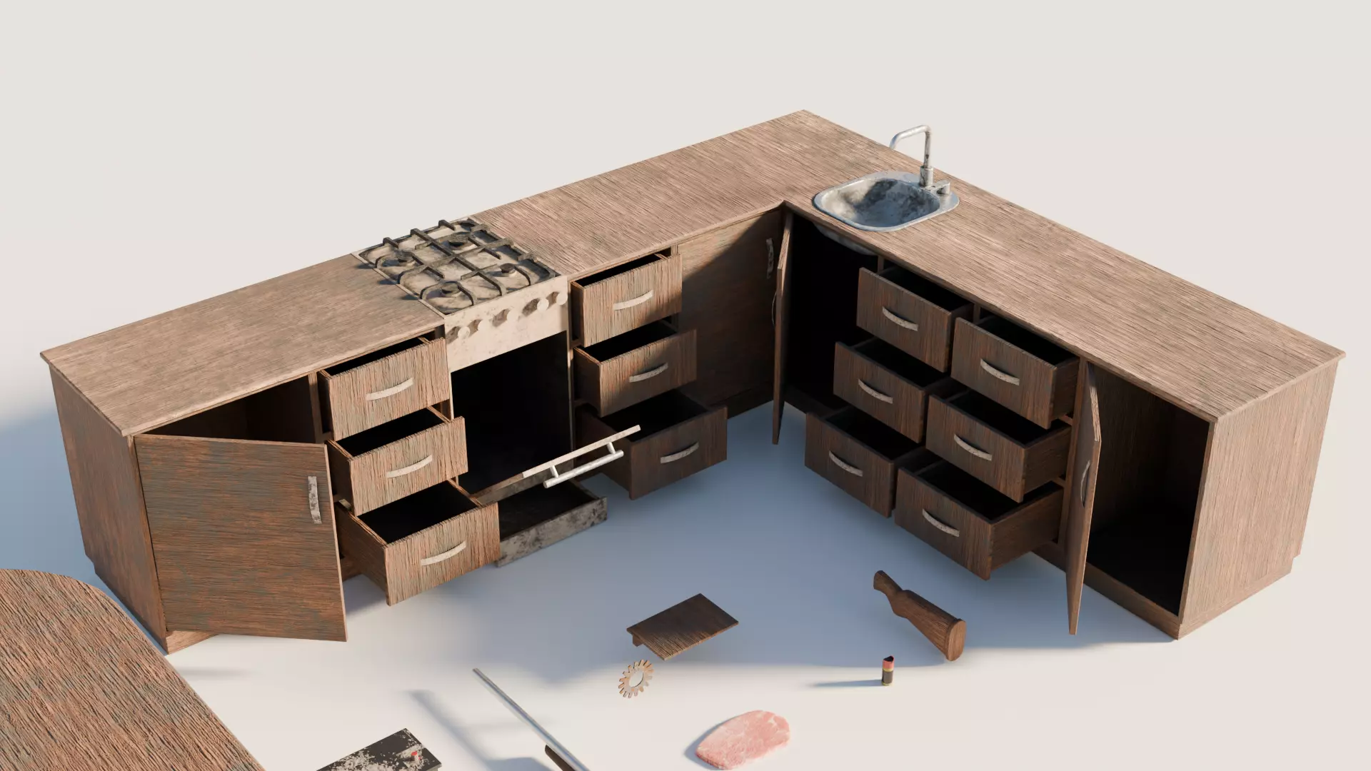 Props pack - mid-poly low-poly game-ready models Low-poly 3D model_1