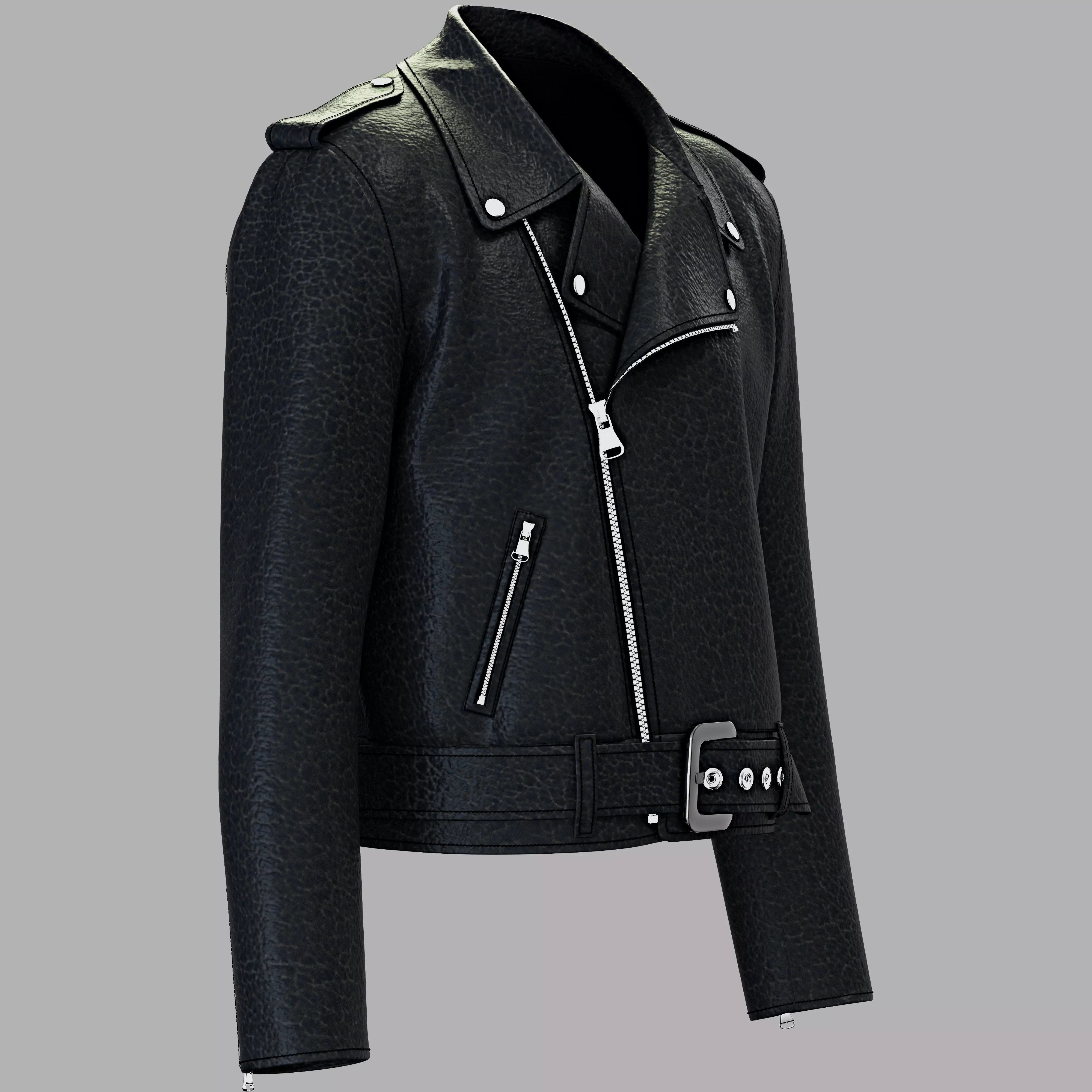 Biker Jacket For Men -3D Clothing Model - OBJ ZPRJ 3D model 3D model_2
