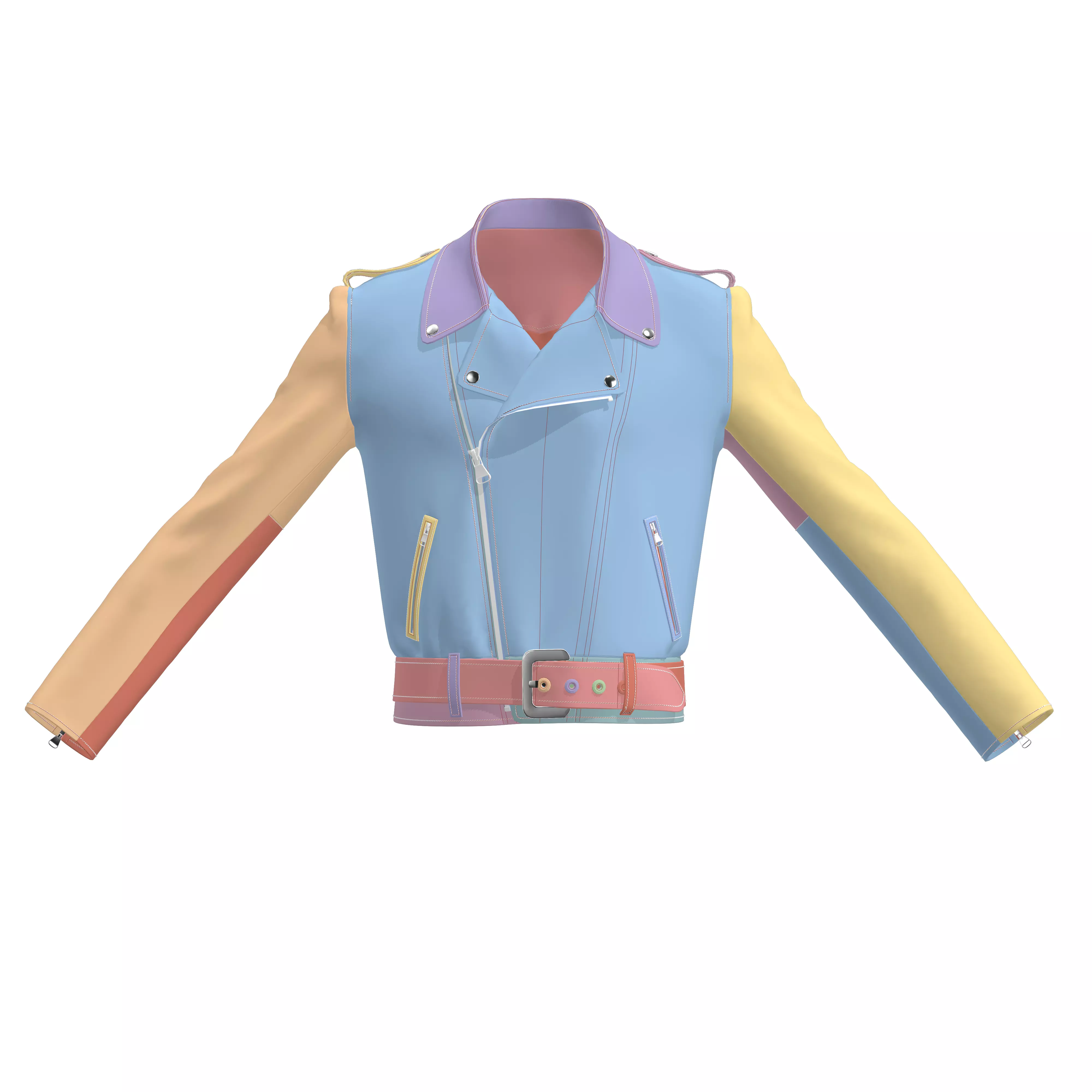 Biker Jacket For Men -3D Clothing Model - OBJ ZPRJ 3D model 3D model_5