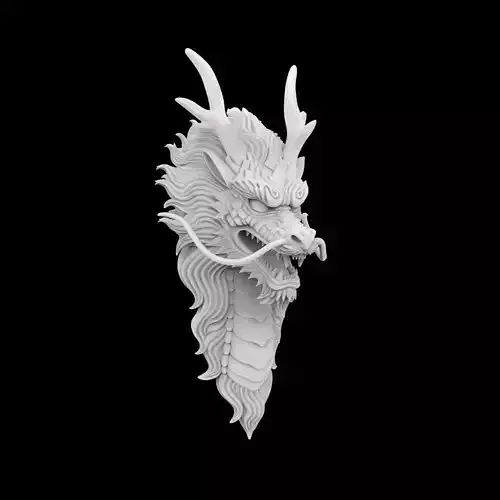 Fierce Dragon Head Wall Mount 3D Print Model