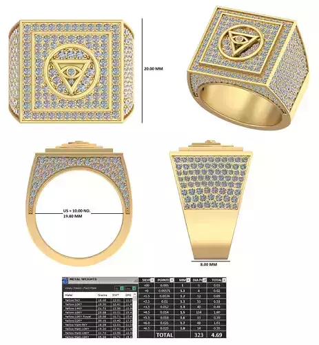 Gents Bold Diamond Rings 50 Premium 3D Models 3DM STL 2nd Lot