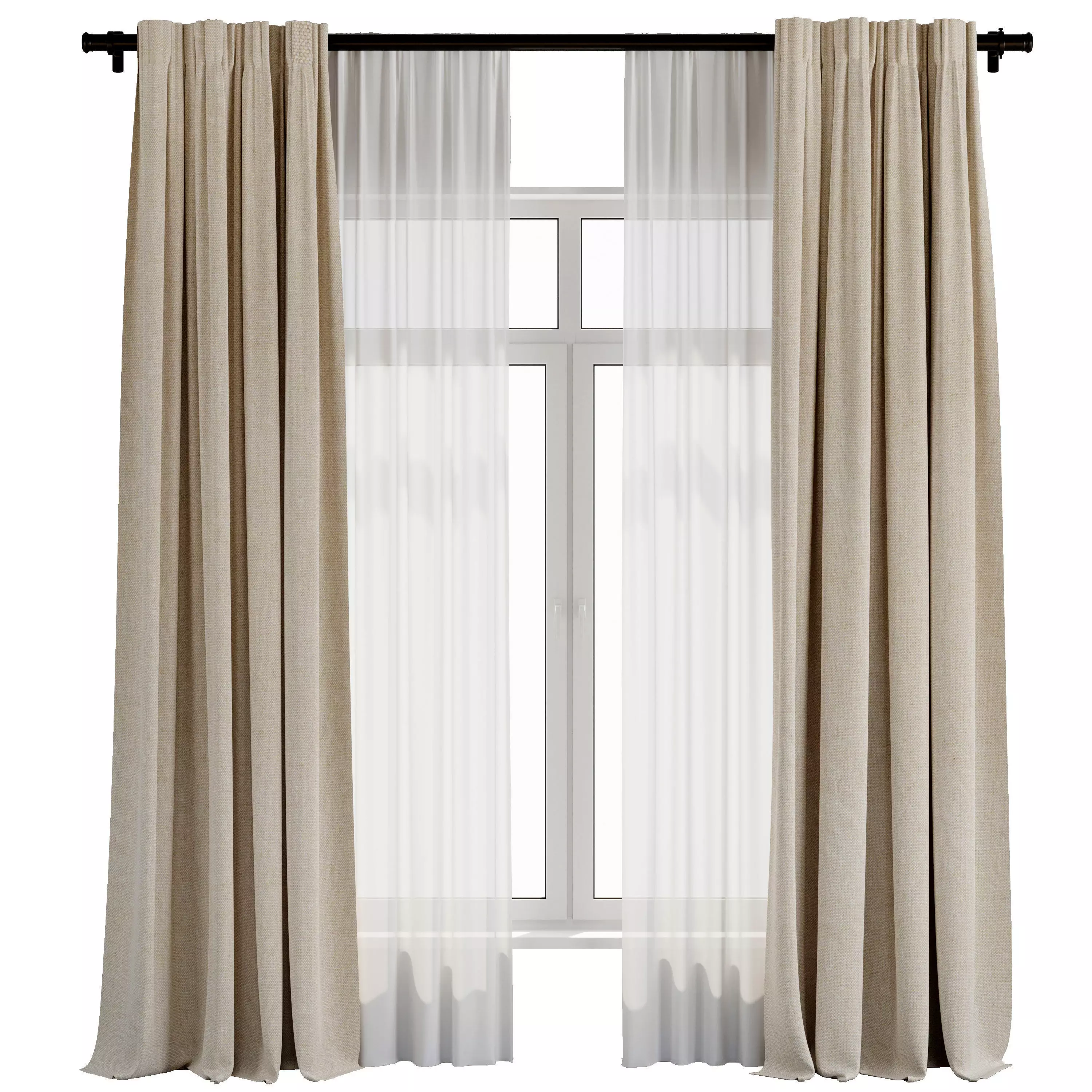 Curtain with rod 50 HBH corona Low-poly 3D model_0