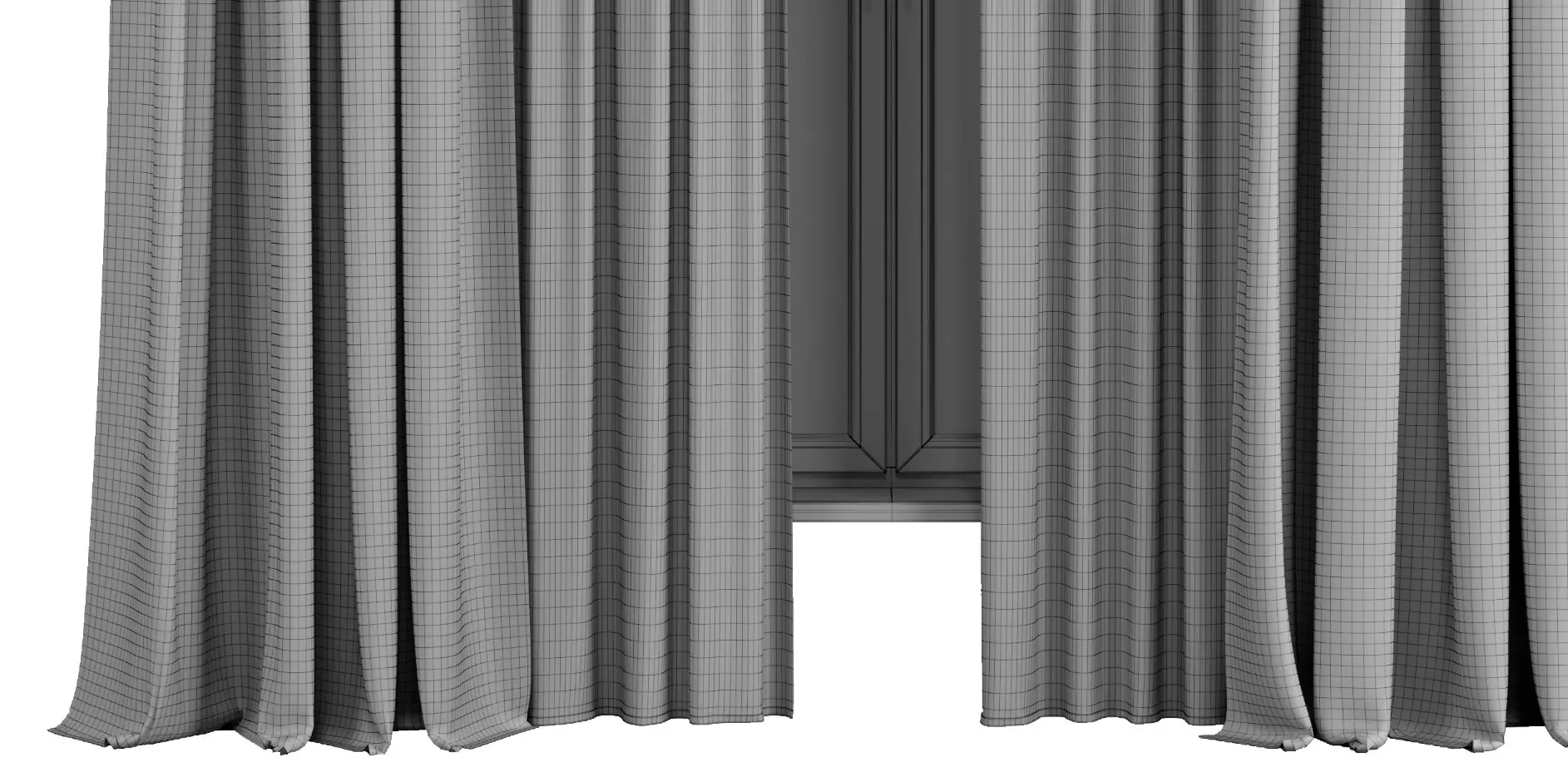 Curtain with rod 50 HBH corona Low-poly 3D model_9