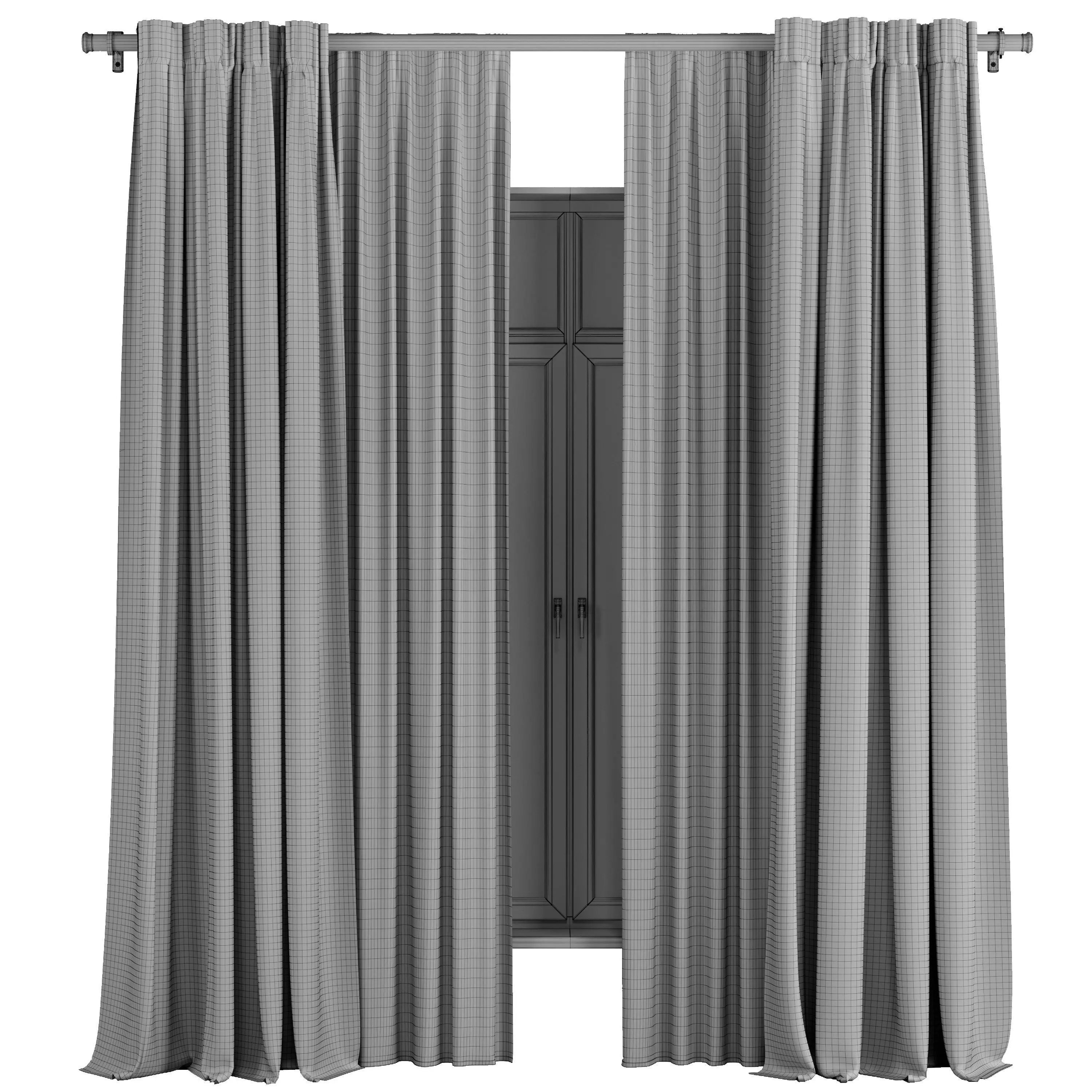 Curtain with rod 50 HBH corona Low-poly 3D model_4