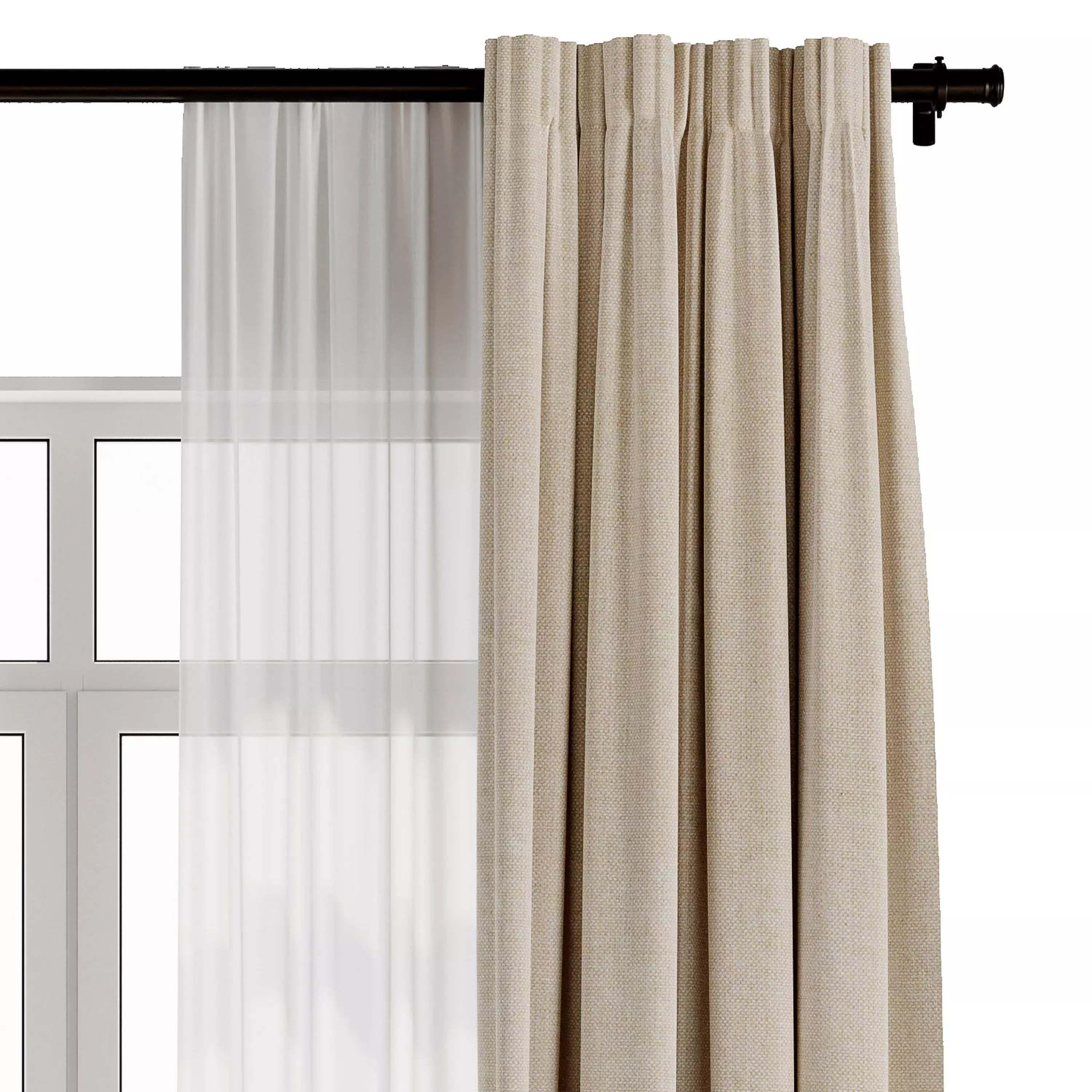 Curtain with rod 50 HBH corona Low-poly 3D model_10