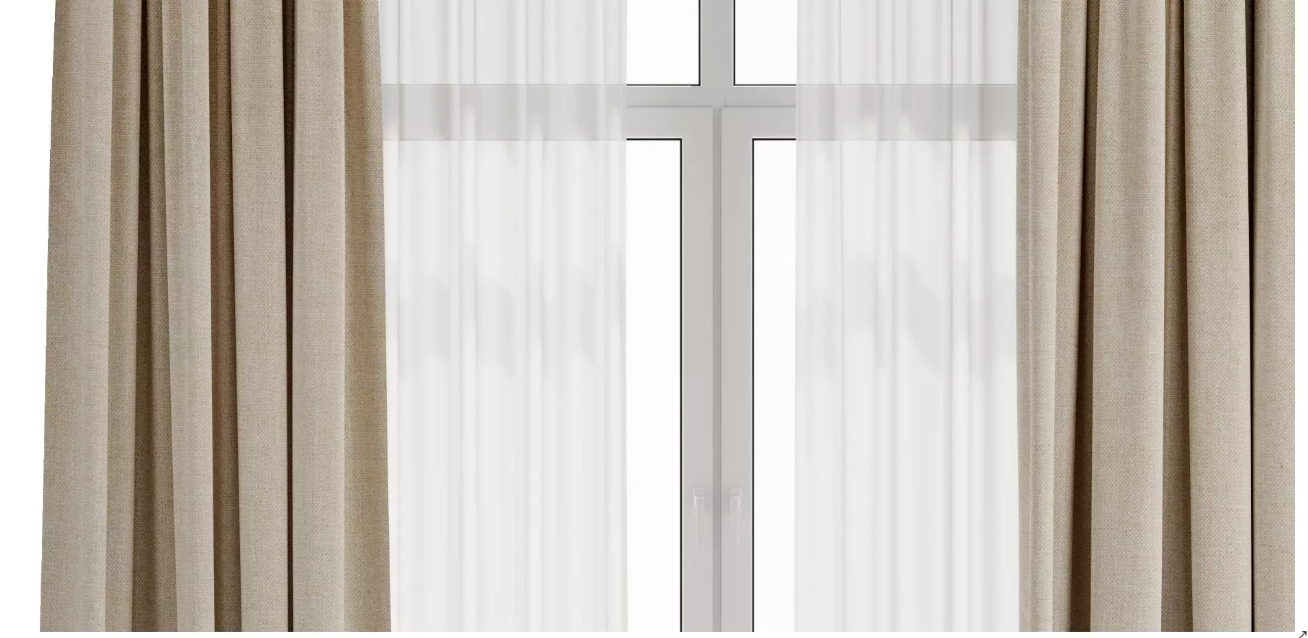 Curtain with rod 50 HBH corona Low-poly 3D model_6