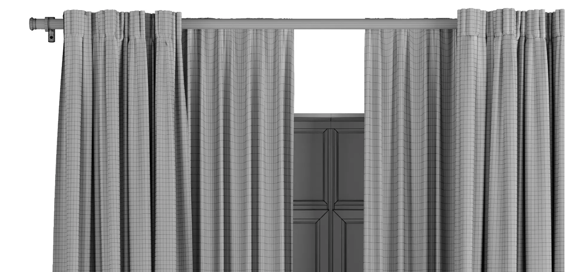 Curtain with rod 50 HBH corona Low-poly 3D model_8