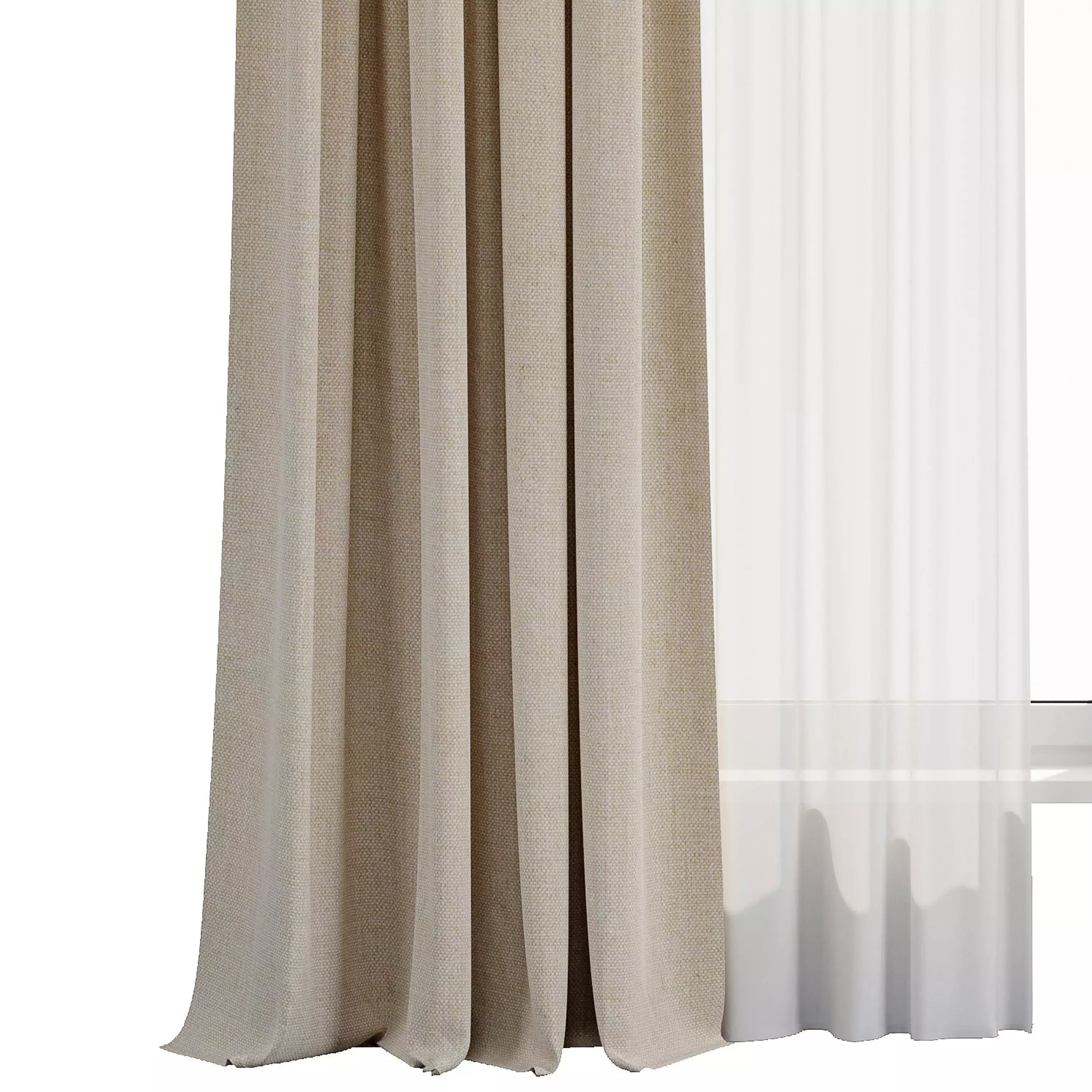 Curtain with rod 50 HBH corona Low-poly 3D model_1