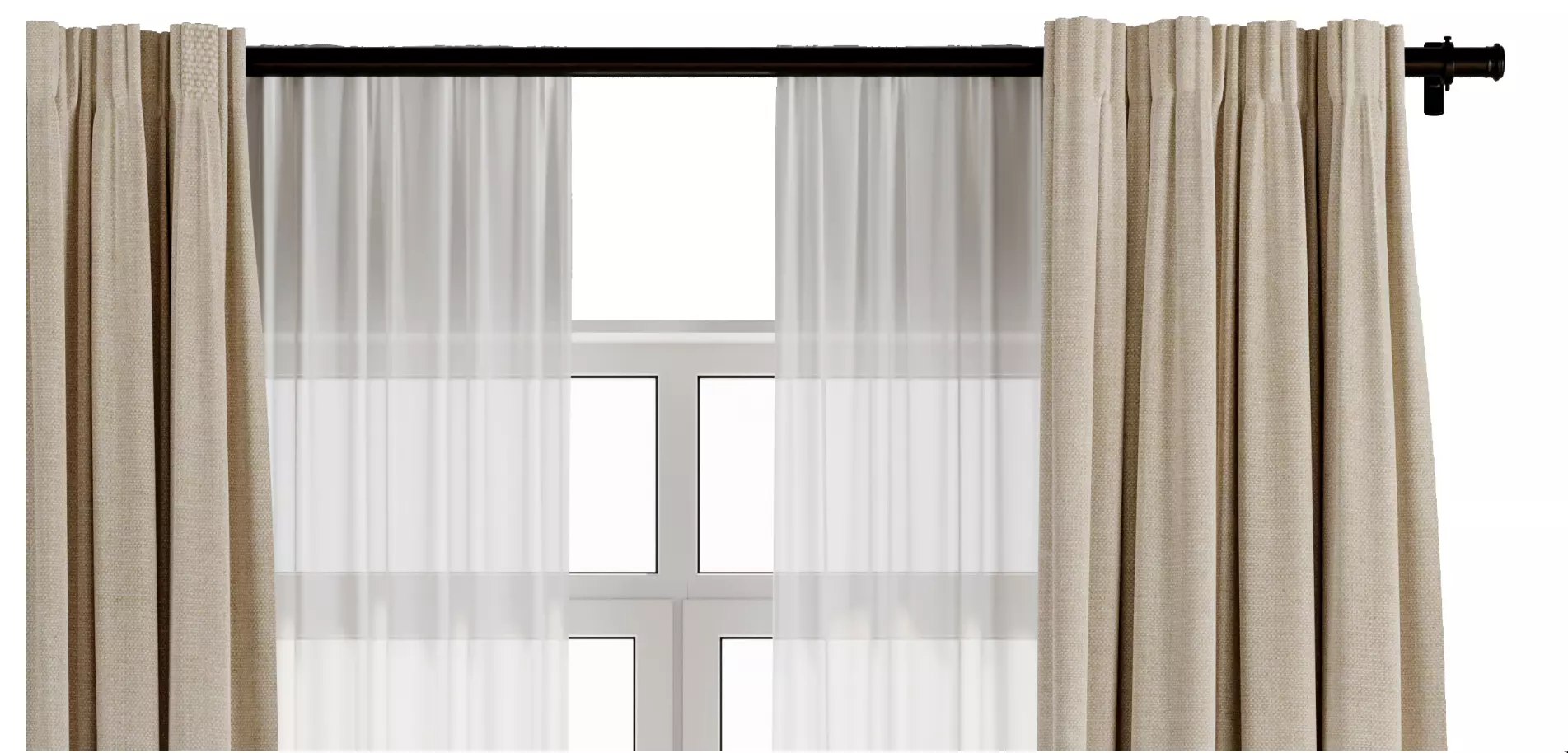 Curtain with rod 50 HBH corona Low-poly 3D model_5