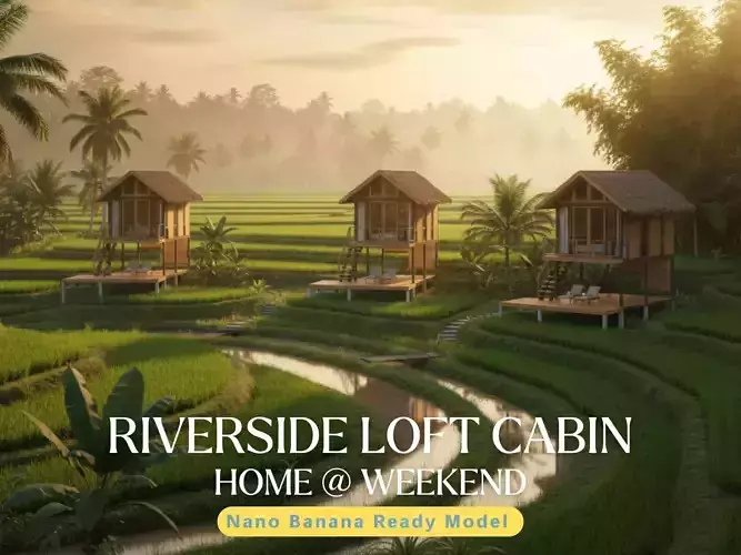 River Deck Cabin - Modern Tropical - Home at Weekend - Tiny Home 3D model 4