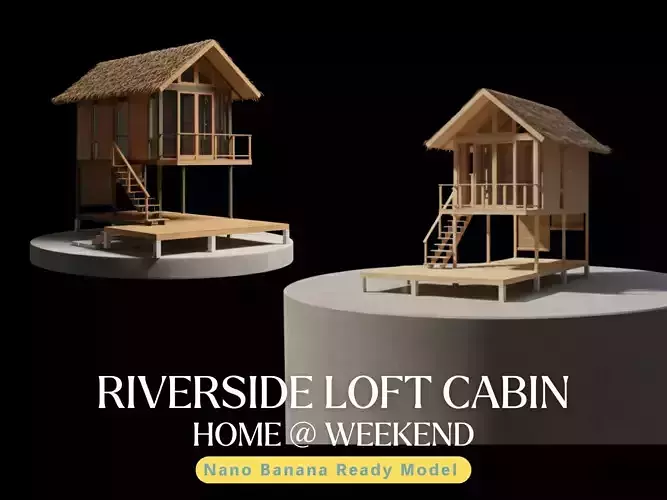 River Deck Cabin - Modern Tropical - Home at Weekend - Tiny Home 3D model 7