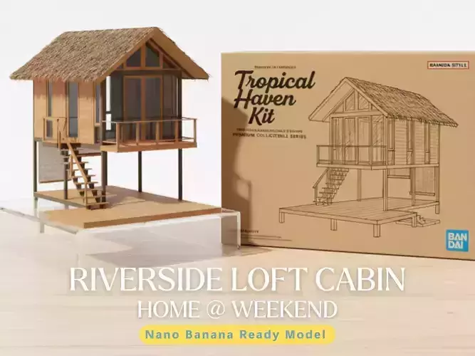 River Deck Cabin - Modern Tropical - Home at Weekend - Tiny Home 3D model 5