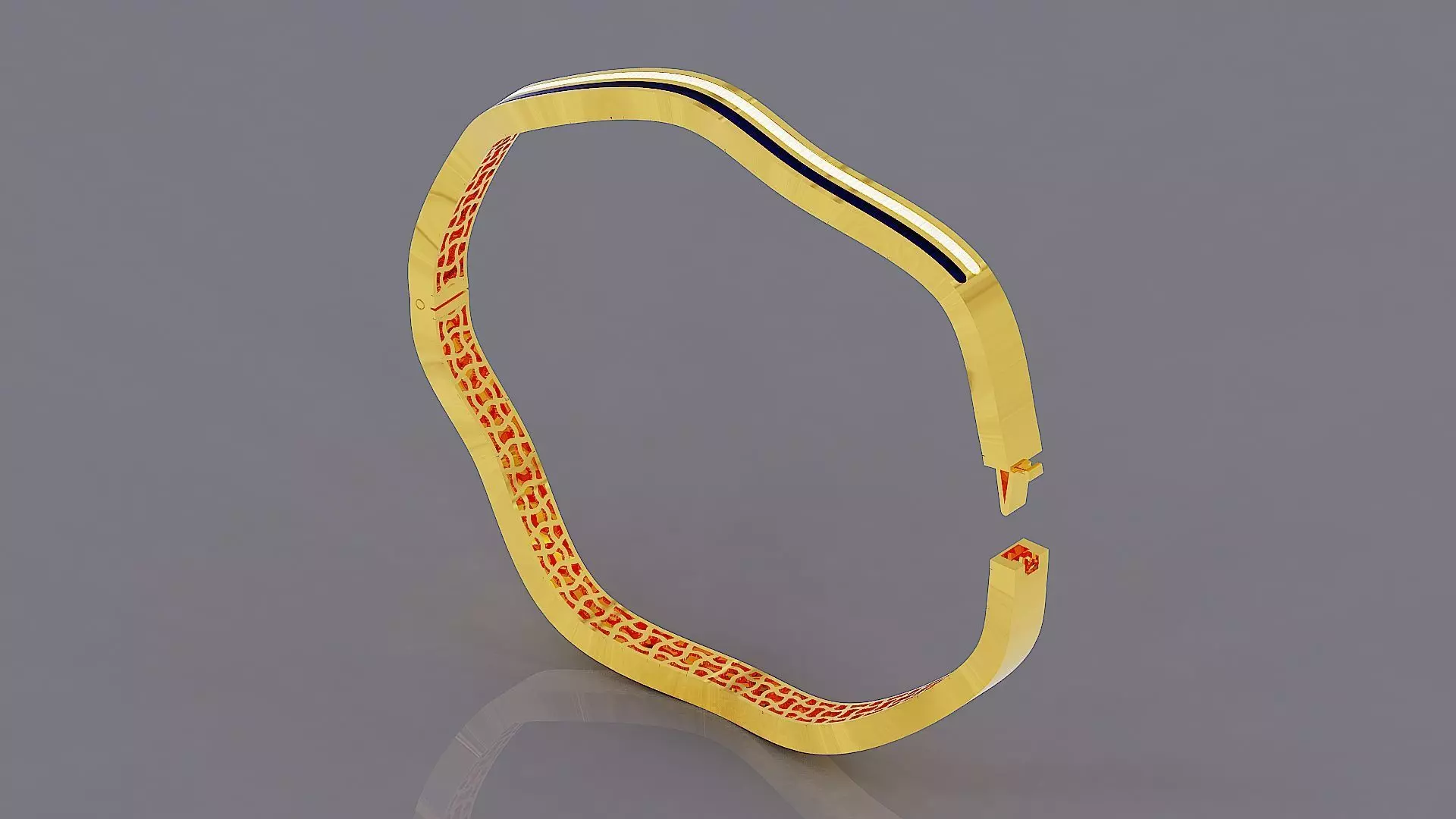 Elegant Wavy Bracelet with Enamel 3D print model_1