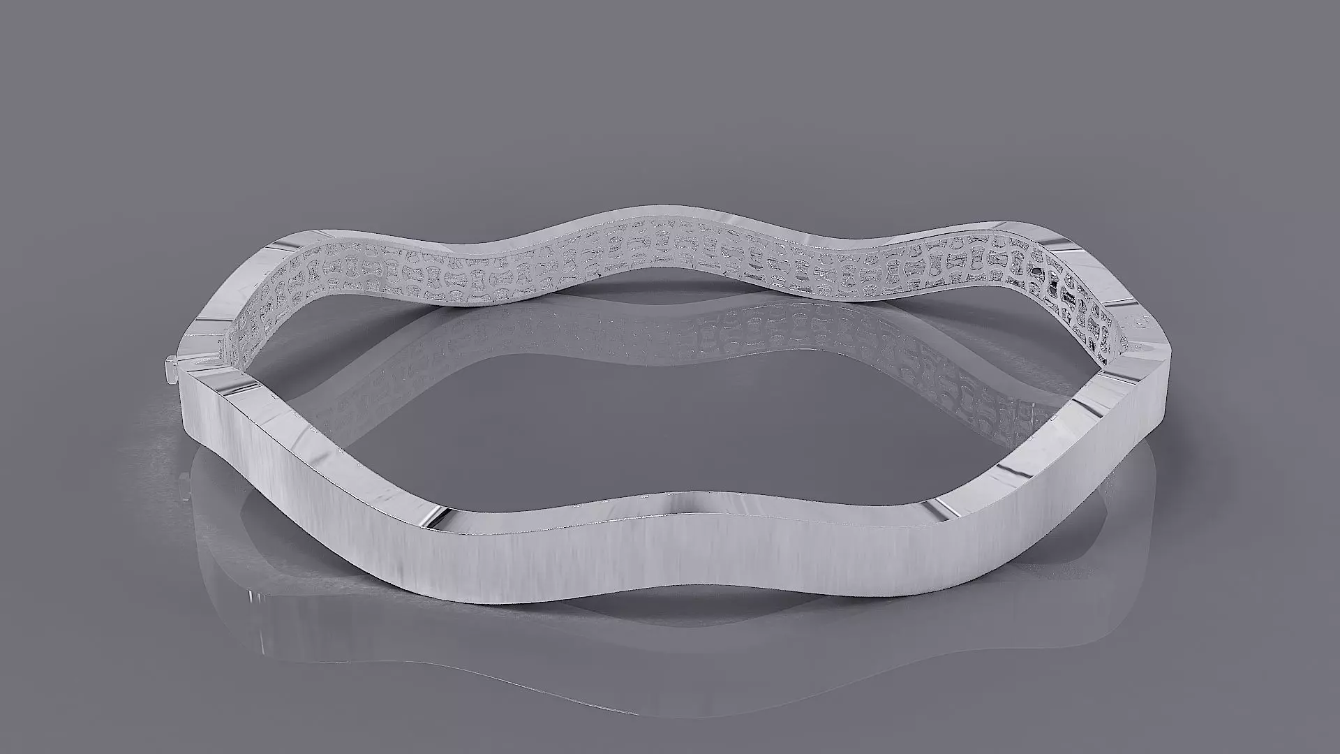 Elegant Wavy Bracelet with Enamel 3D print model_10