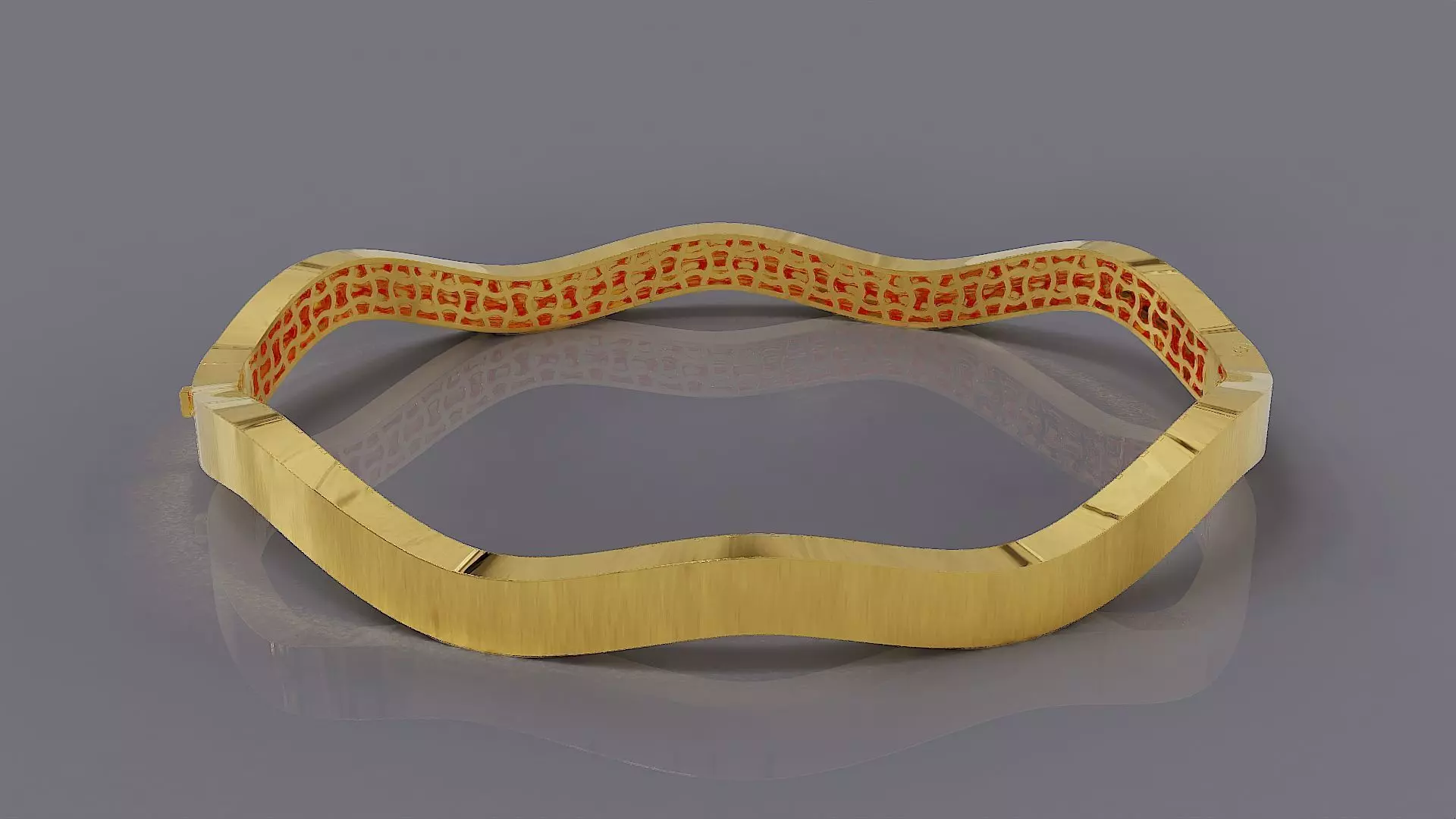 Elegant Wavy Bracelet with Enamel 3D print model_2
