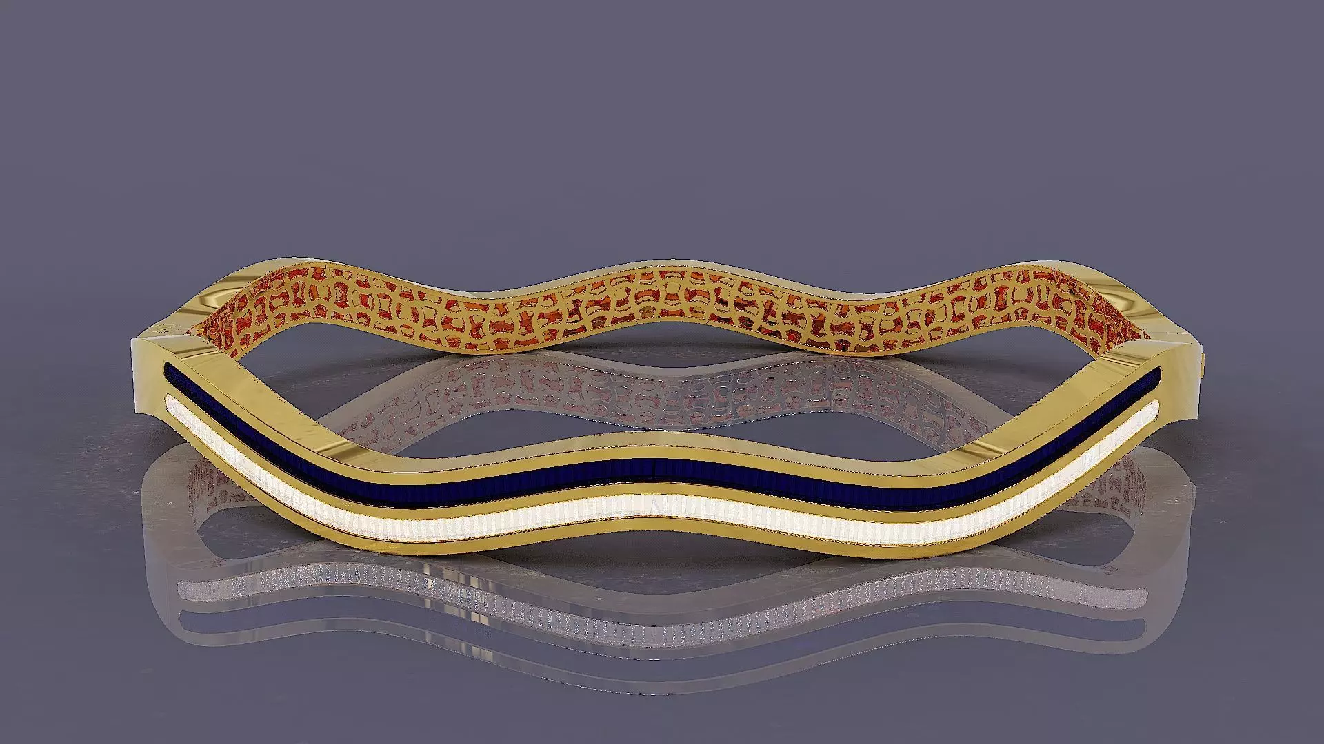 Elegant Wavy Bracelet with Enamel 3D print model_0