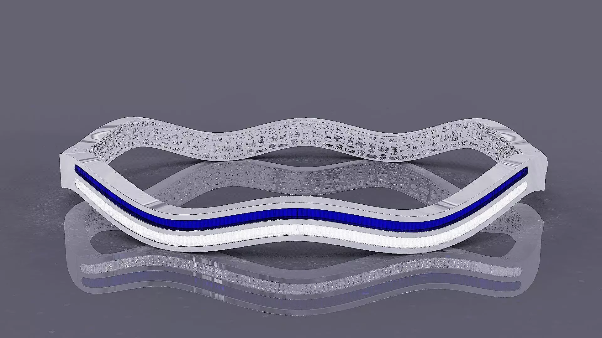 Elegant Wavy Bracelet with Enamel 3D print model_8