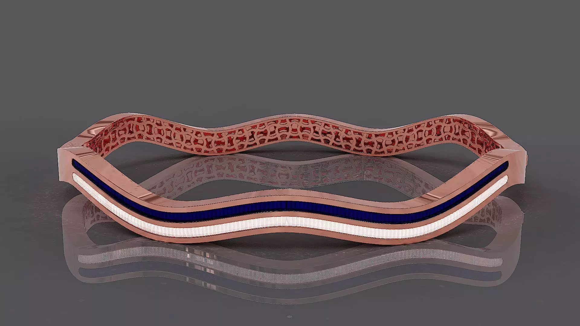 Elegant Wavy Bracelet with Enamel 3D print model_4