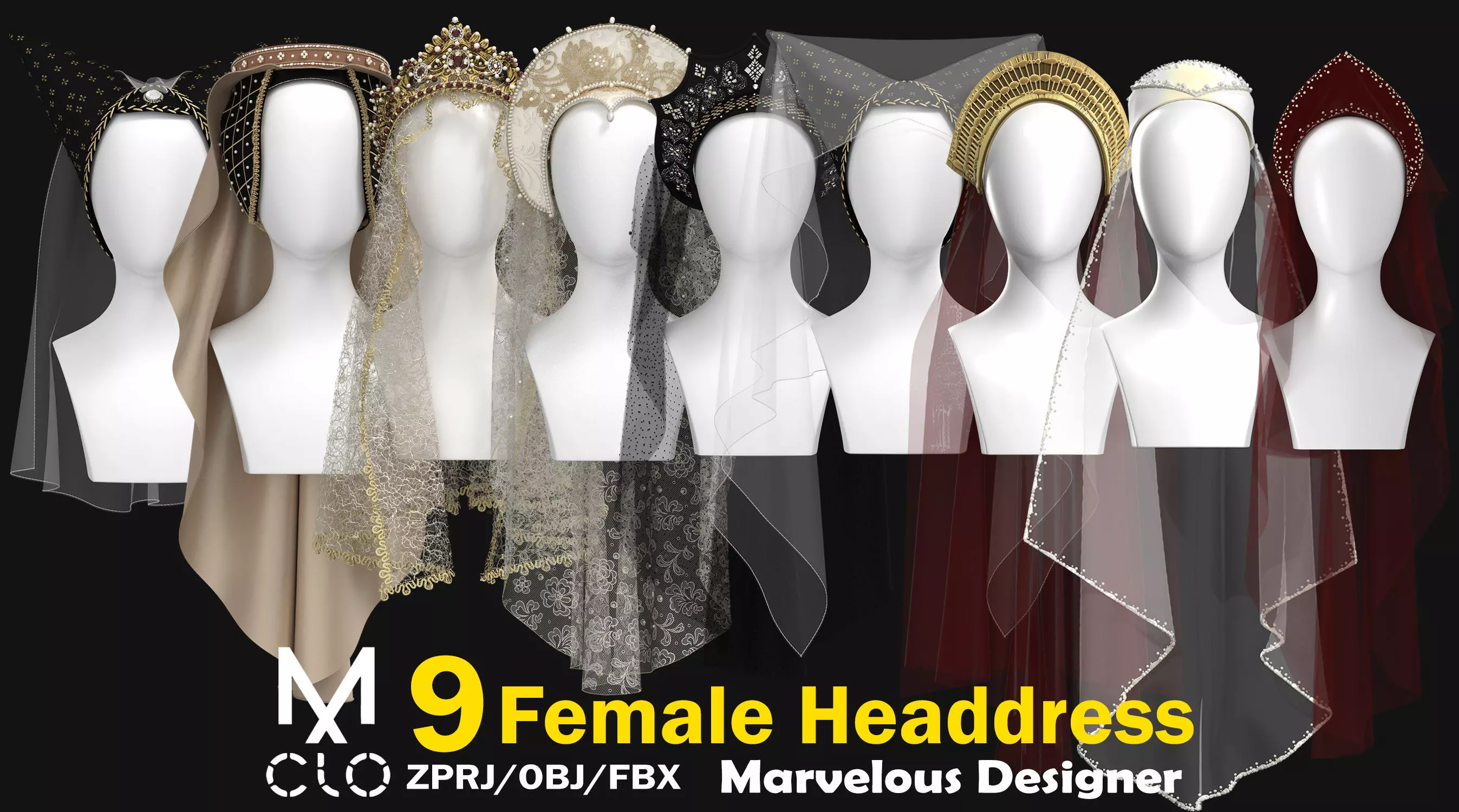 9 Female Headdress-EM 3D model_0